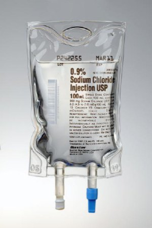 Baxter 2B1307 - Sodium Chloride, Preservative Free 0.9% IV Solution 100 mL - 96/Case