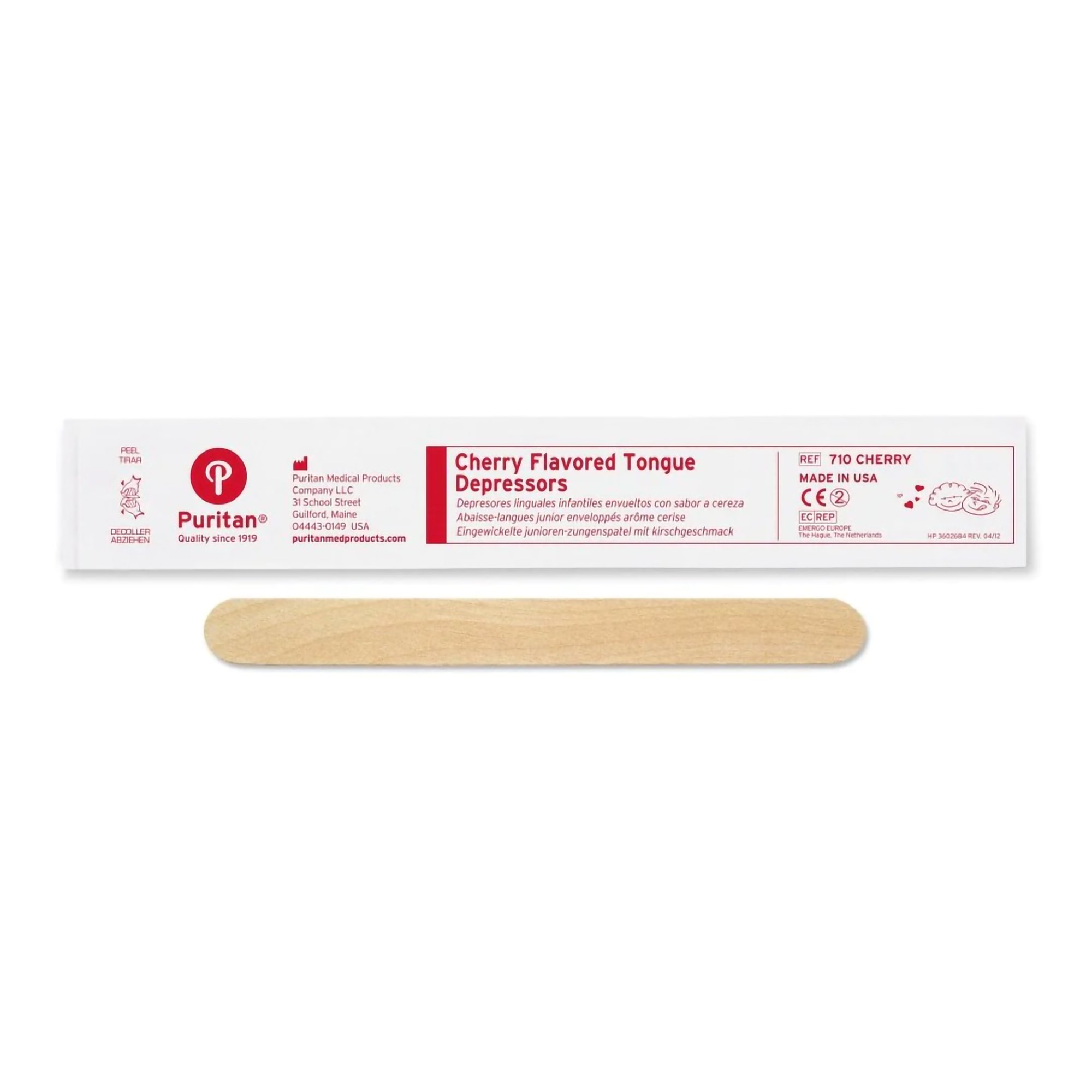 Puritan Medical Products 710 CHERRY - Puritan® Cherry Flavor Tongue Depressor - 50/Box, 1000/Case