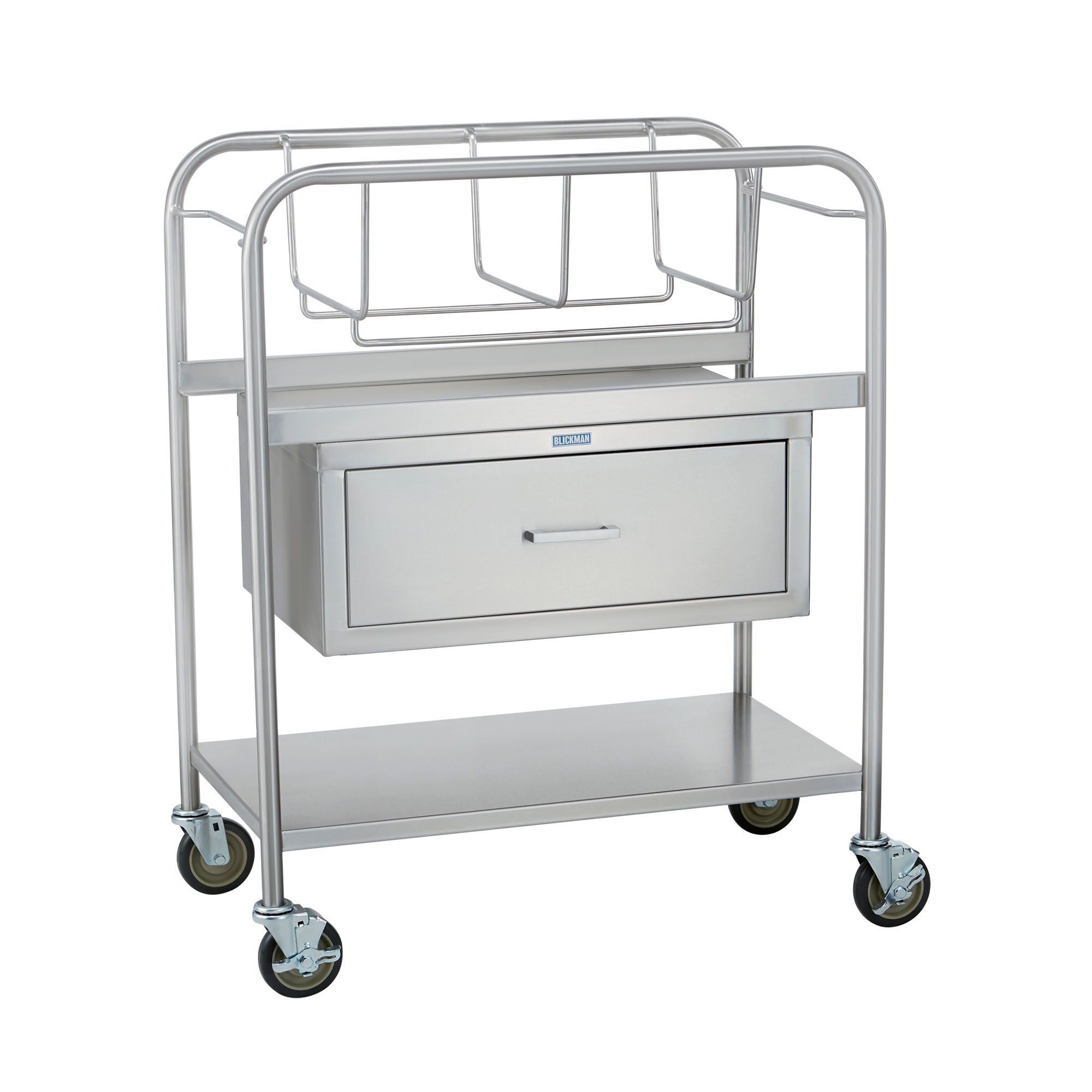Blickman - 1118047000 Bassinet Cart with Drawer Coleman Stainless Steel 31 W X 38-1/2 H X 17-3/4 D Inch