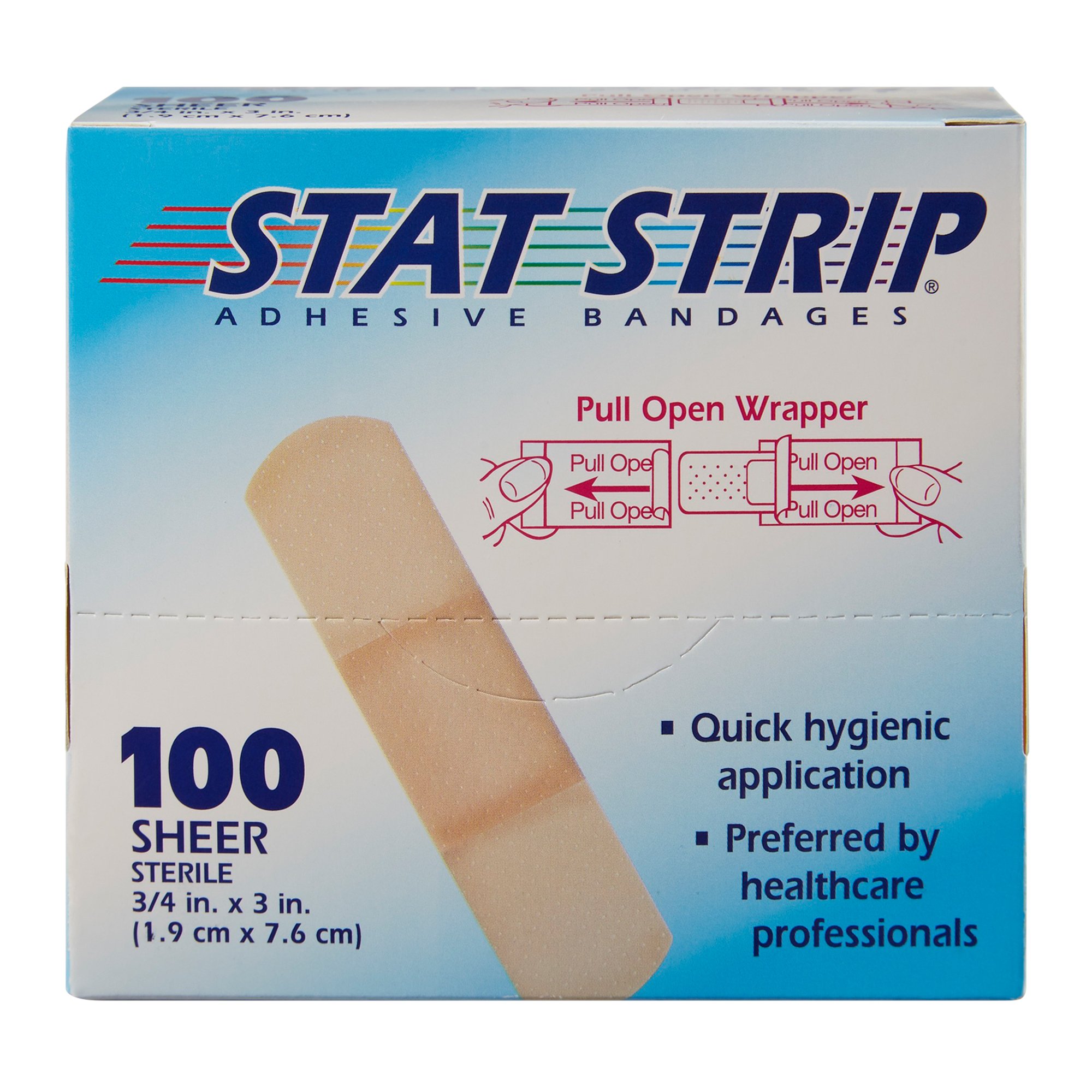 Dukal 152001 - American® White Cross Stat Strip® Tan Adhesive Strip, ¾ x 3 Inch - 100/Box, 1200/Case