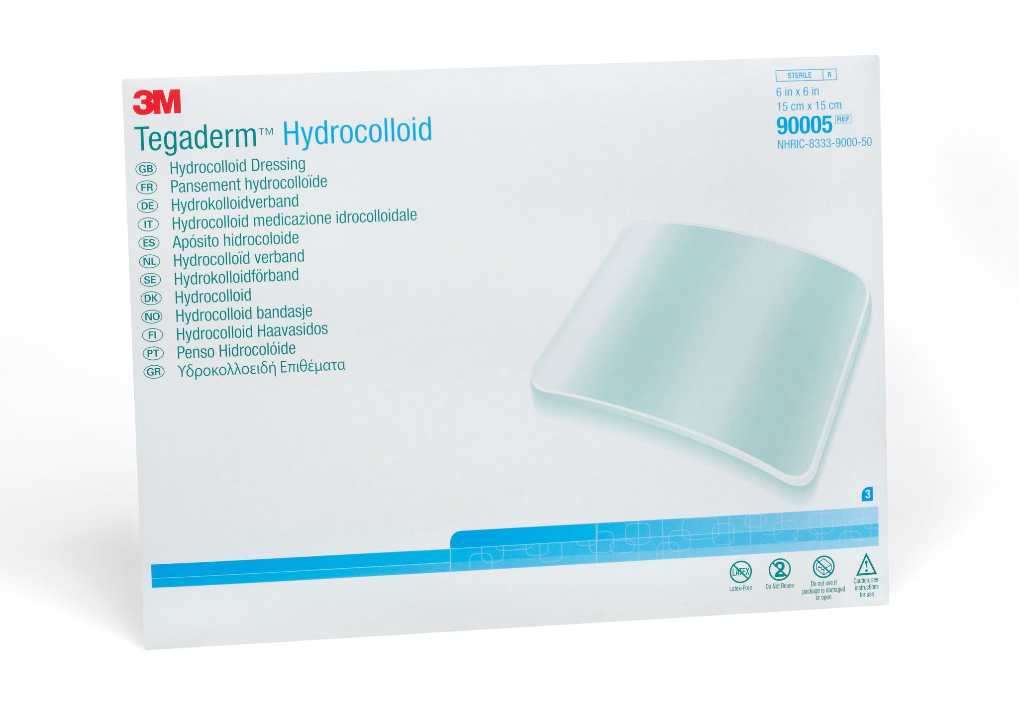 Solventum Corporation - 90005 Hydrocolloid Dressing 3M™ Tegaderm™ Film Backing 6 X 6 Inch Square Hydrocolloid / Film