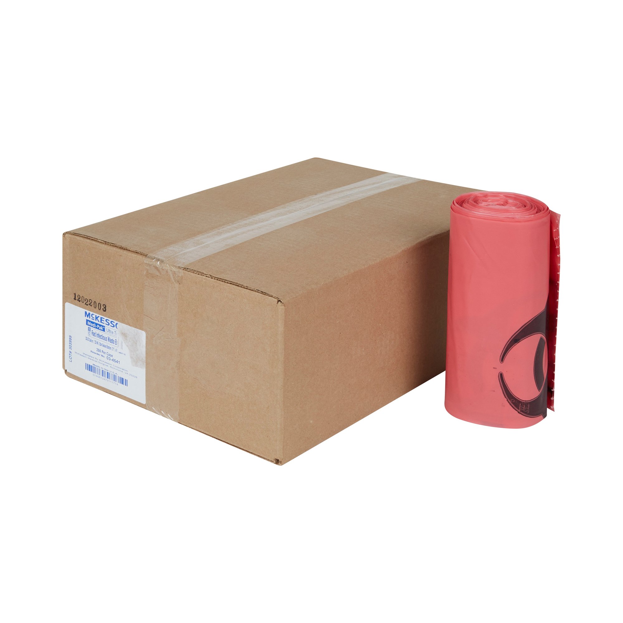 McKesson Brand 03-4541 - McKesson Biohazard Waste Bag, 30 – 33 gallon Capacity, 31 x 41 Inch - 250/Case
