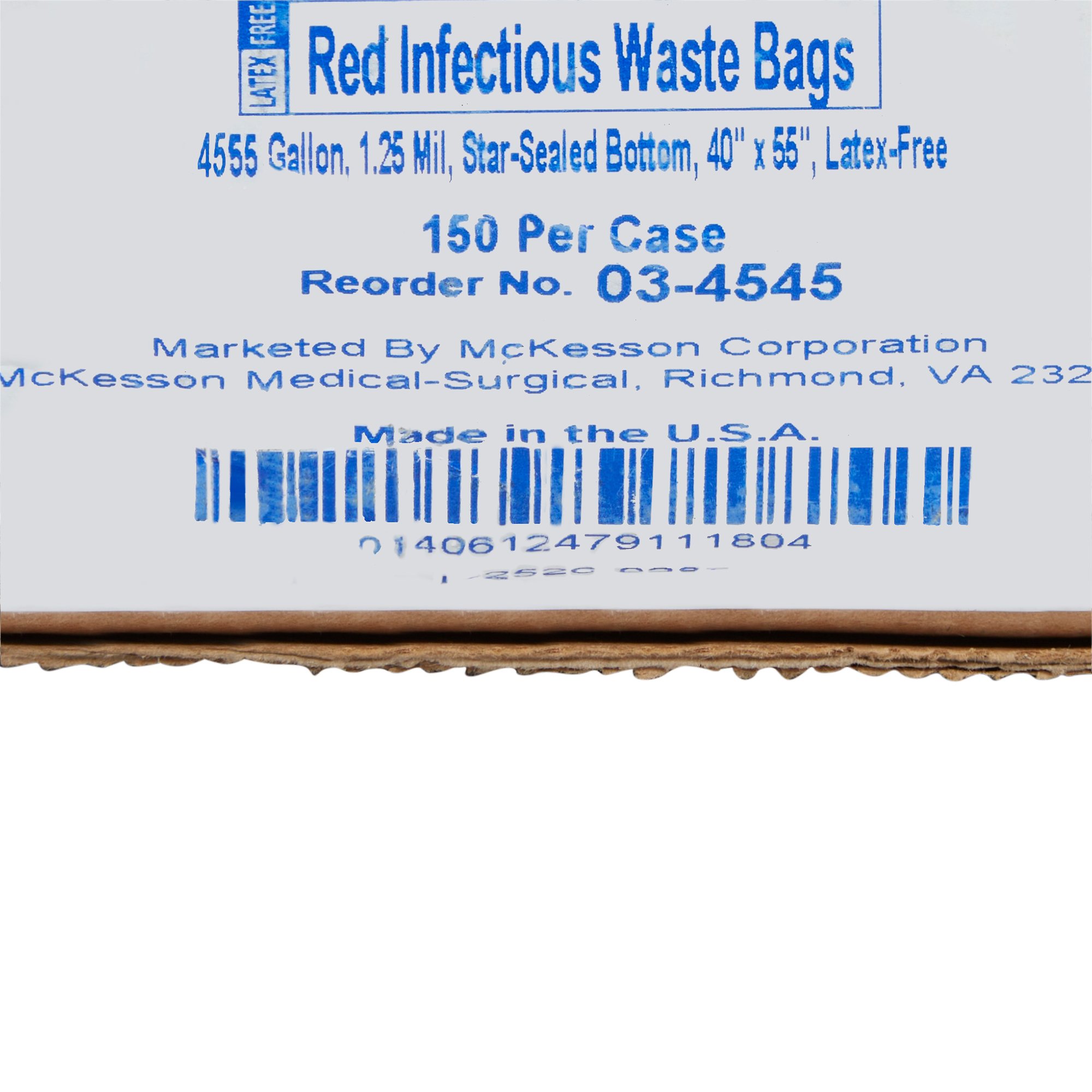 McKesson Brand 03-4545 - McKesson Biohazard Waste Bag, 45 – 55 Gallon Capacity, 40 x 55 Inch - 150/Case