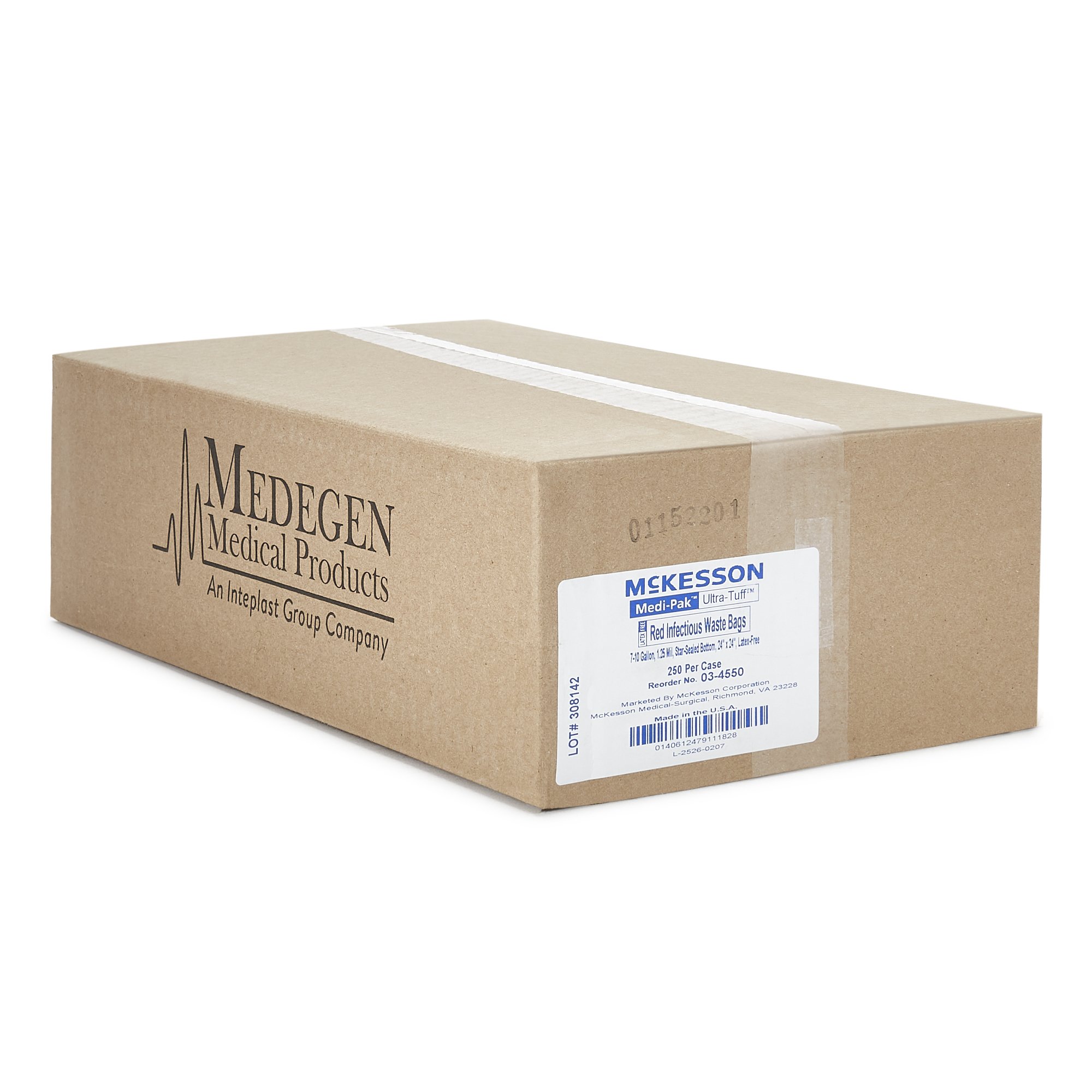 McKesson Brand 03-4550 - McKesson Biohazard Waste Bag, 7 – 10 gallon Capacity, 24 x 24 Inch - 250/Case