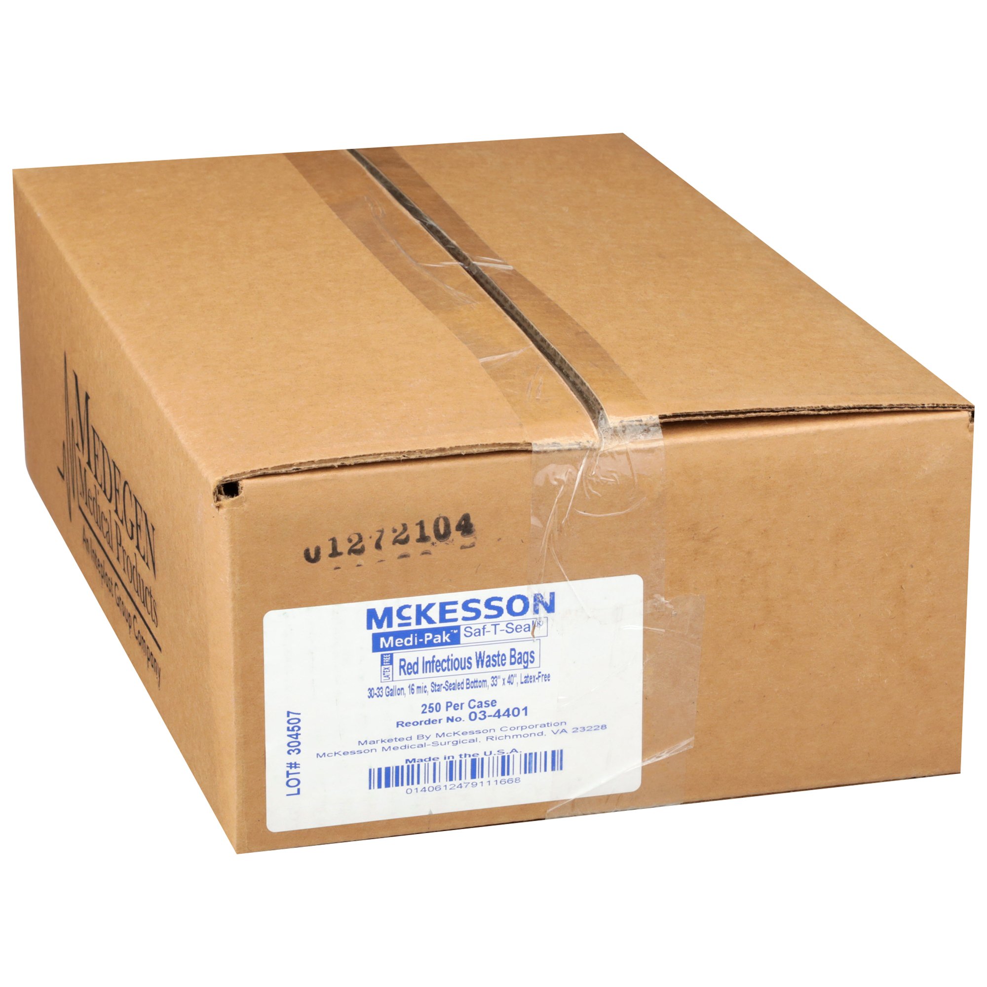 McKesson Brand 03-4401 - McKesson Biohazard Waste Bag, 30 – 33 gal. Capacity, 33 x 40 Inch - 250/Case