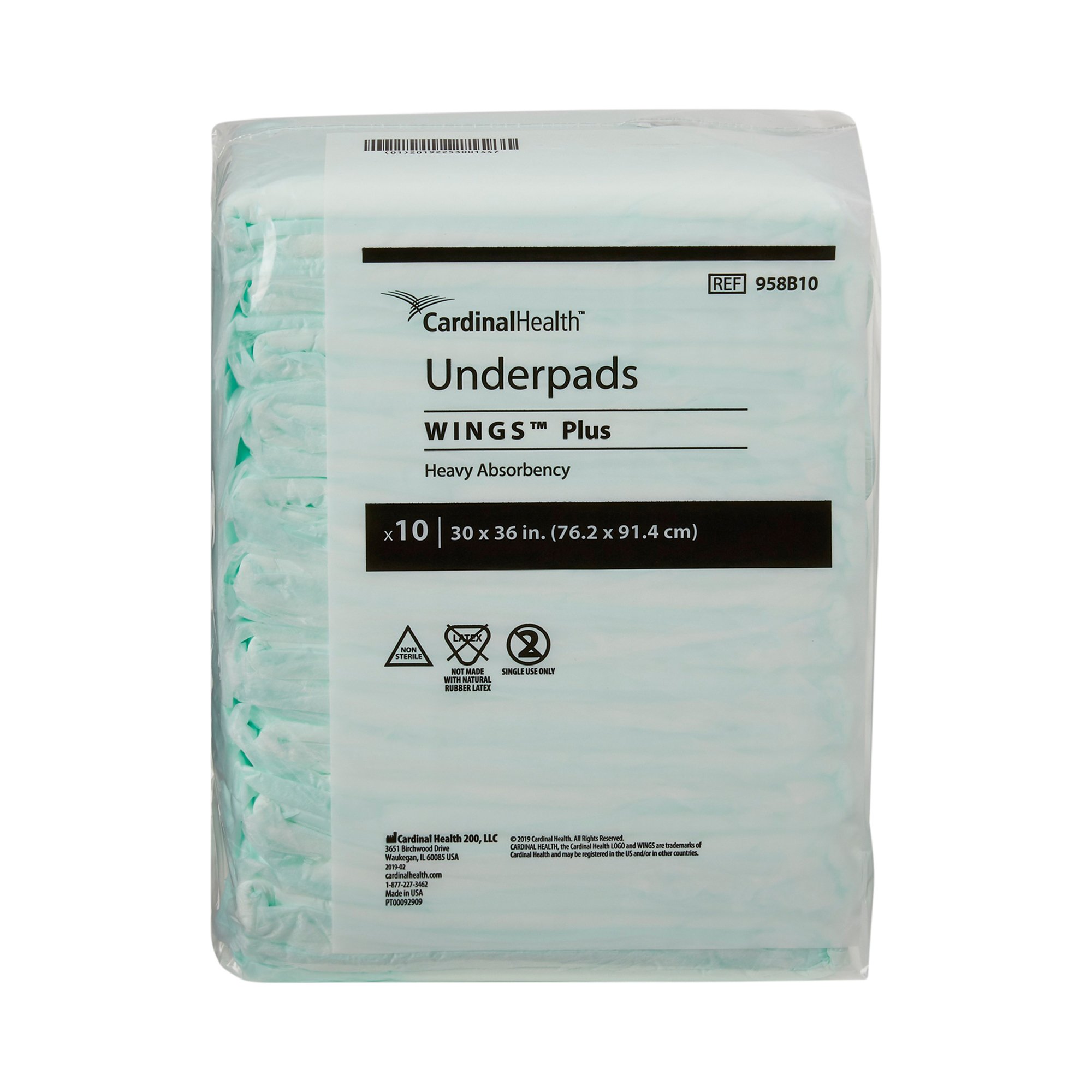 Cardinal - 958B10 Wings™ Plus Heavy Absorbency Underpads