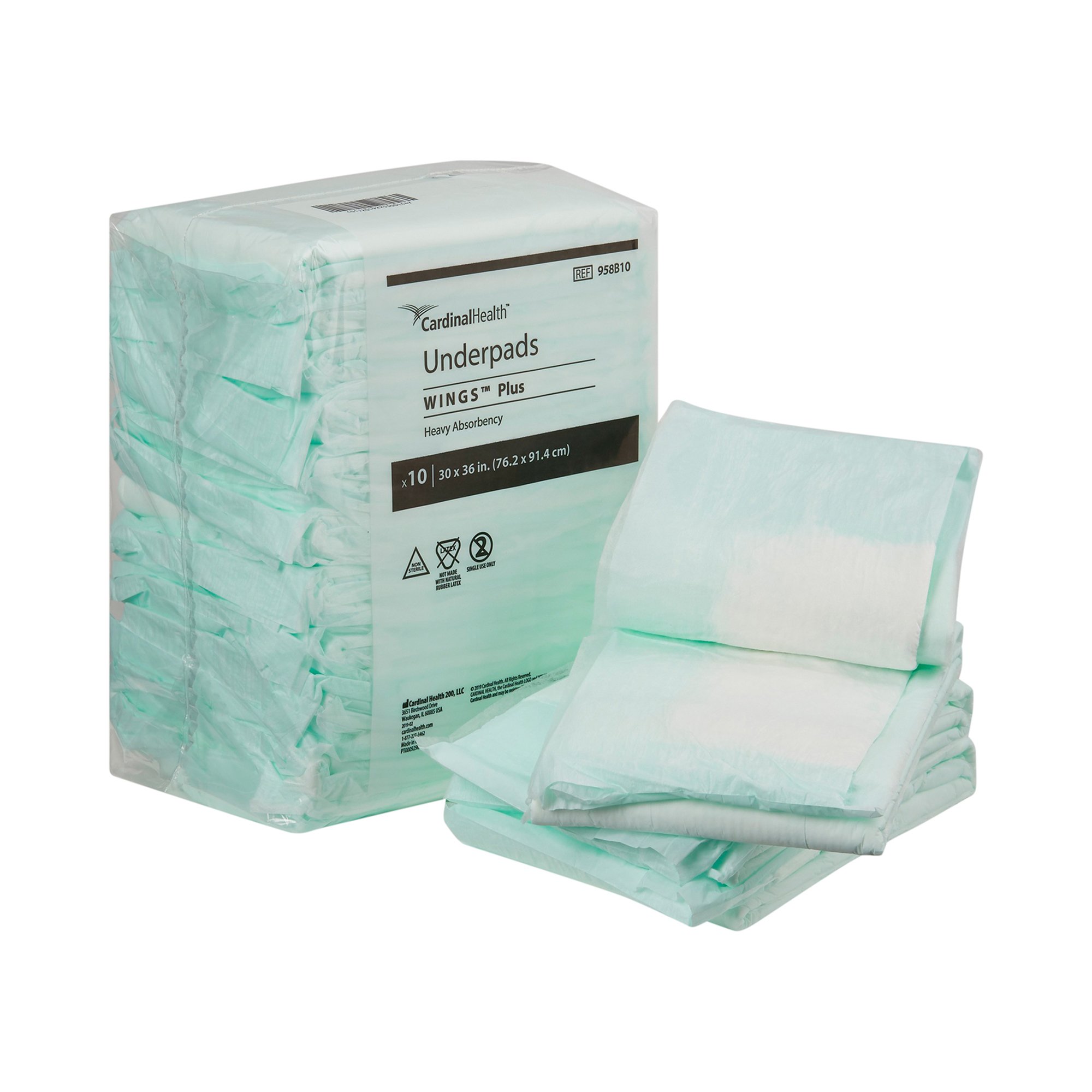 Cardinal - 958B10 Wings™ Plus Heavy Absorbency Underpads