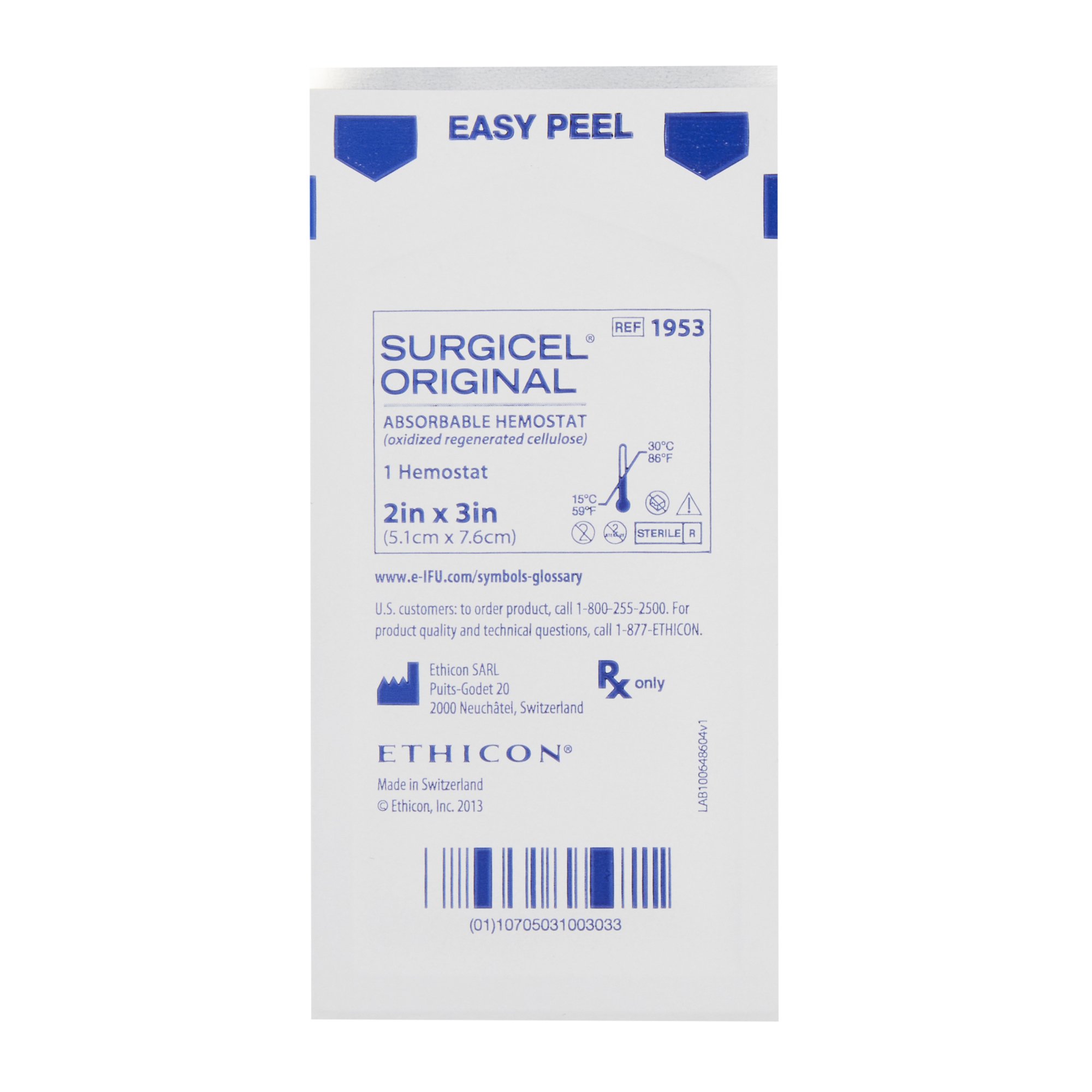 J & J Healthcare Systems 1953 - Surgicel® Absorbable Hemostat Dressing - 1/Each, 12/Box, 24/Case