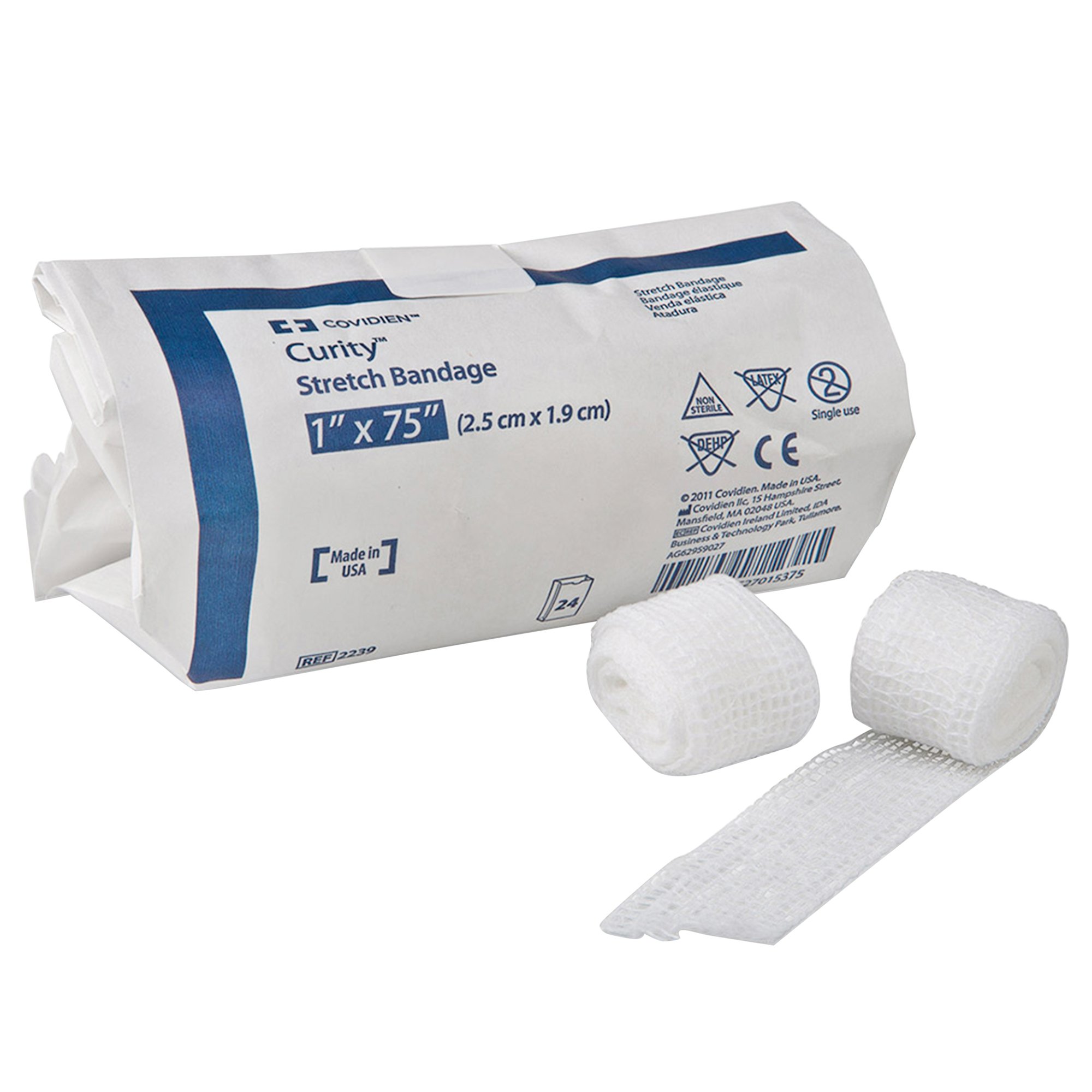 Cardinal 2239 - Curity™ Conforming Bandage, 1 x 75 Inch, One-Ply - 1/Each, 24/Bag, 96/Case