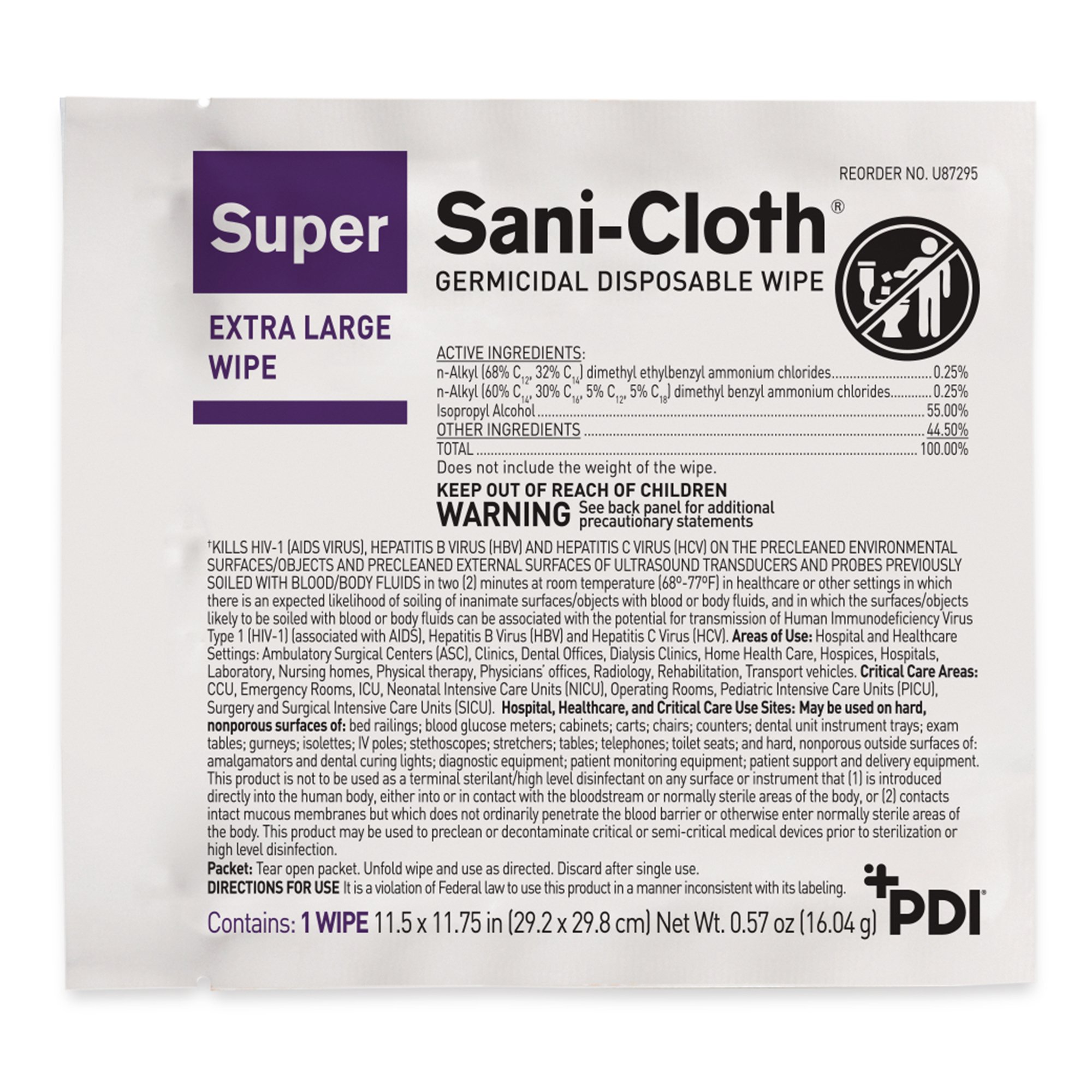 Professional Disposables - U87295 Super Sani-Cloth® Extra Large Germicidal Disinfectant Wipes