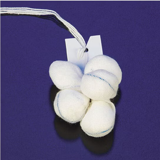 DeRoyal - 30-038 Surgical Tonsil Sponge X-Ray Detectable Cotton Gauze 1 Inch Diameter 5 Count Card Sterile