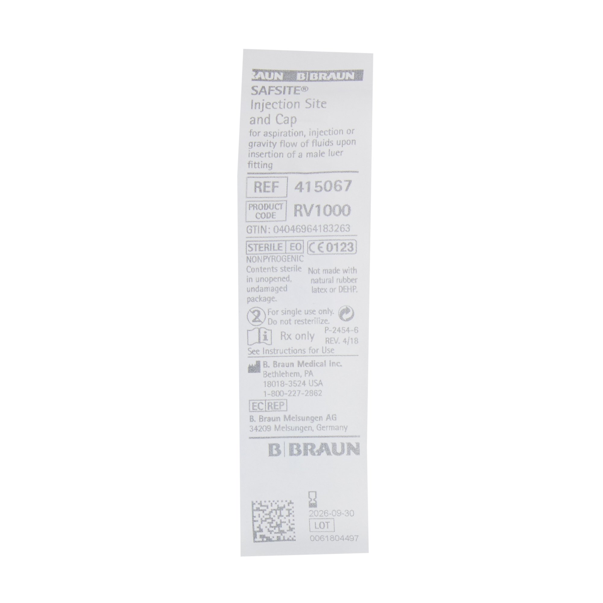 B. Braun - 415067 Safsite® Valve