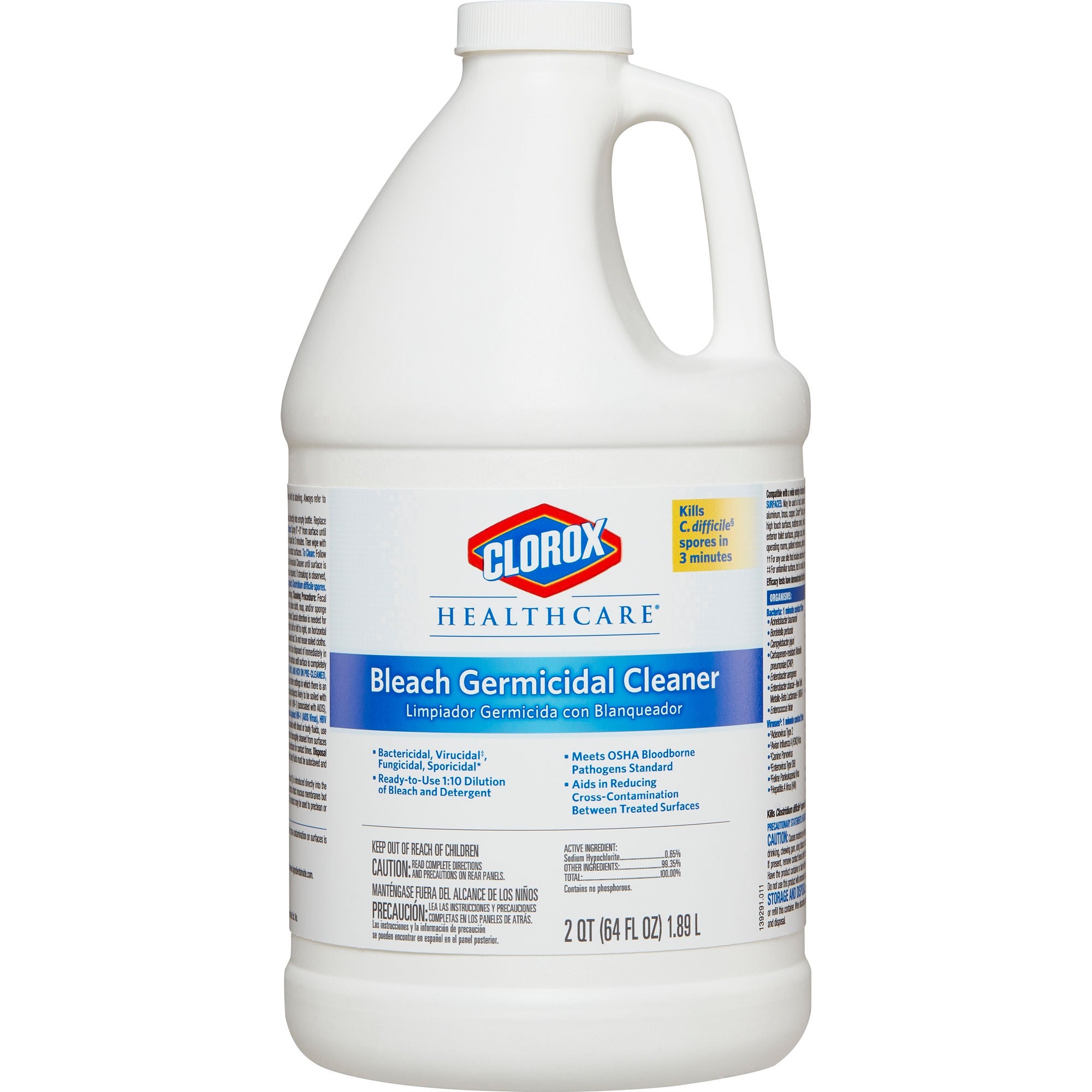 The Clorox Company - 68973 Surface Disinfectant Cleaner Refill Clorox Healthcare® Bleach Germicidal Germicidal Manual Pour Liquid 64 oz. Jug Fruity Floral Bleach Scent NonSterile