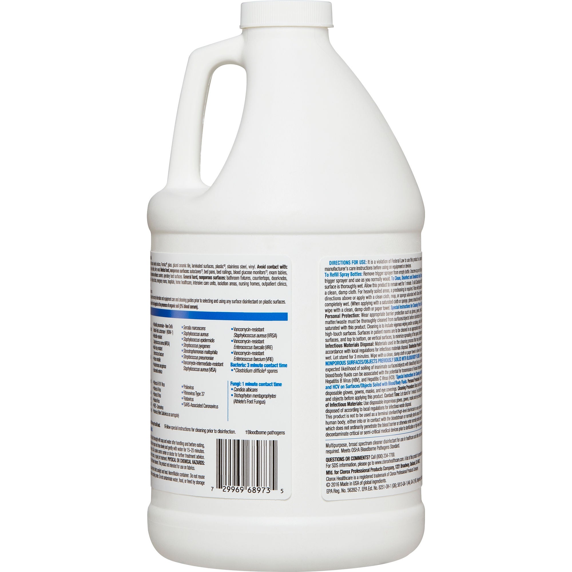 The Clorox Company - 68973 Surface Disinfectant Cleaner Refill Clorox Healthcare® Bleach Germicidal Germicidal Manual Pour Liquid 64 oz. Jug Fruity Floral Bleach Scent NonSterile