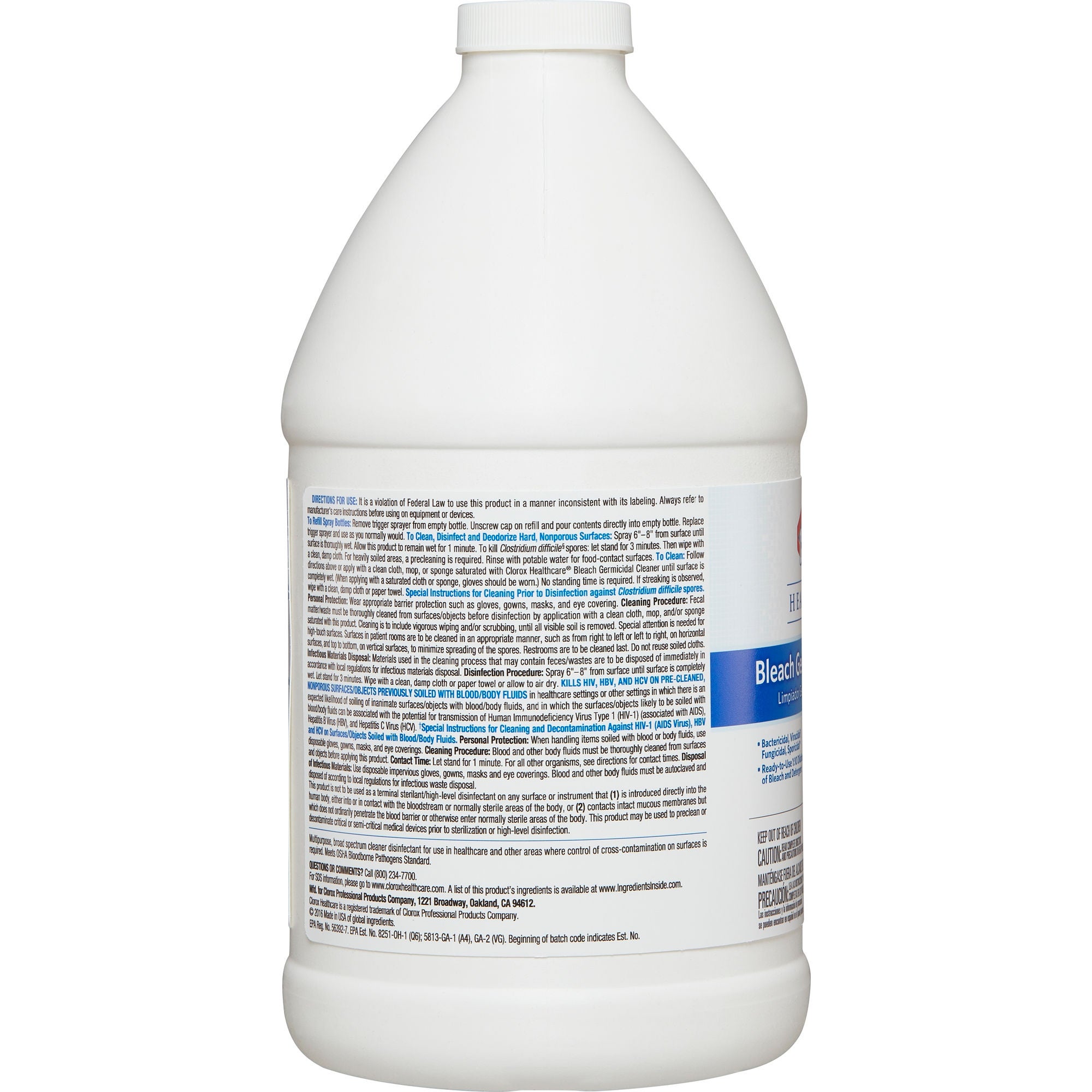 The Clorox Company - 68973 Surface Disinfectant Cleaner Refill Clorox Healthcare® Bleach Germicidal Germicidal Manual Pour Liquid 64 oz. Jug Fruity Floral Bleach Scent NonSterile
