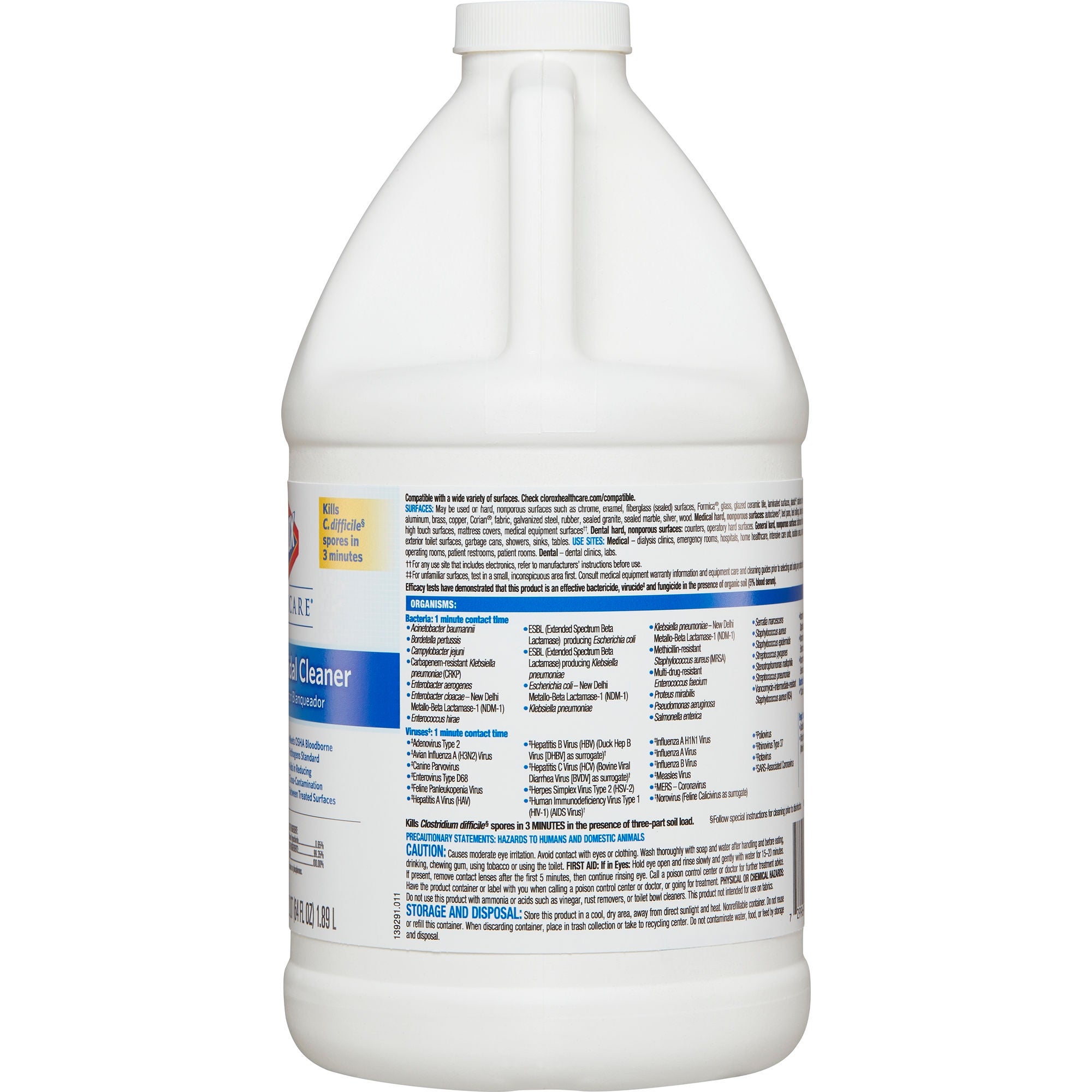 The Clorox Company - 68973 Surface Disinfectant Cleaner Refill Clorox Healthcare® Bleach Germicidal Germicidal Manual Pour Liquid 64 oz. Jug Fruity Floral Bleach Scent NonSterile
