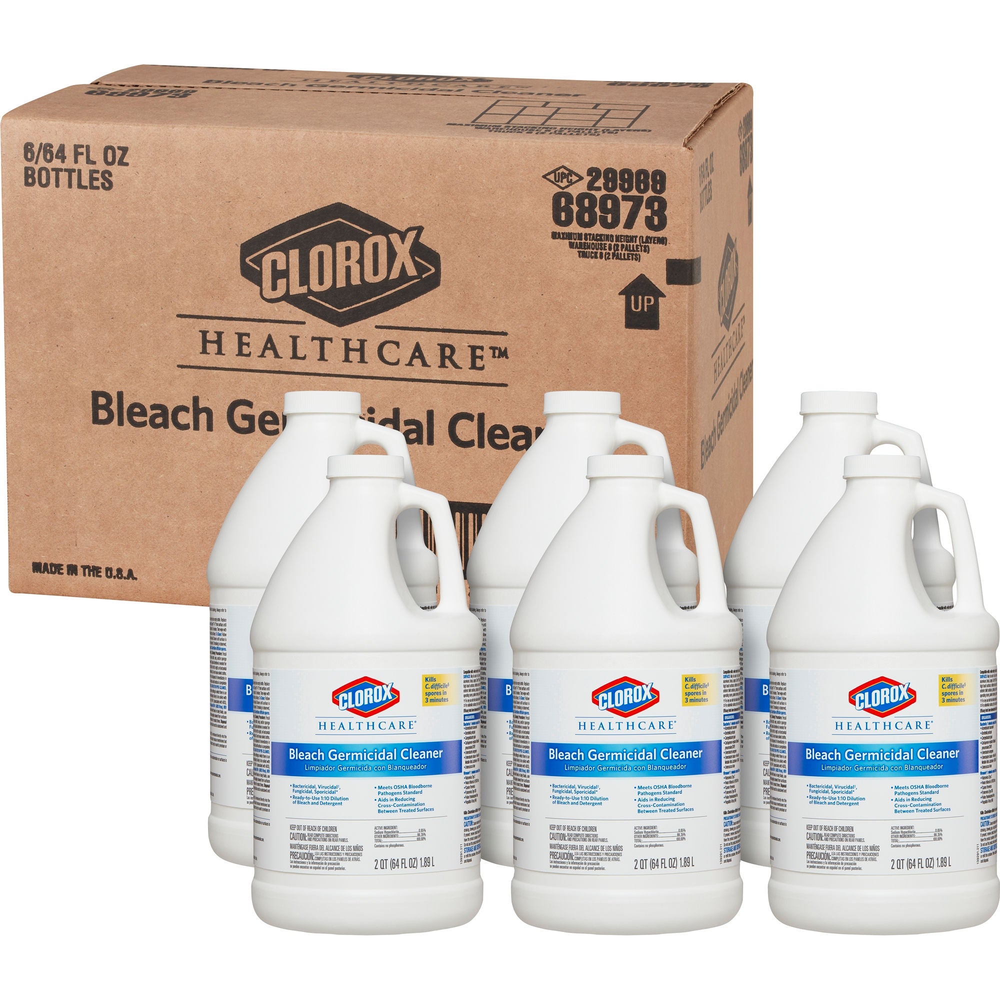 The Clorox Company - 68973 Surface Disinfectant Cleaner Refill Clorox Healthcare® Bleach Germicidal Germicidal Manual Pour Liquid 64 oz. Jug Fruity Floral Bleach Scent NonSterile