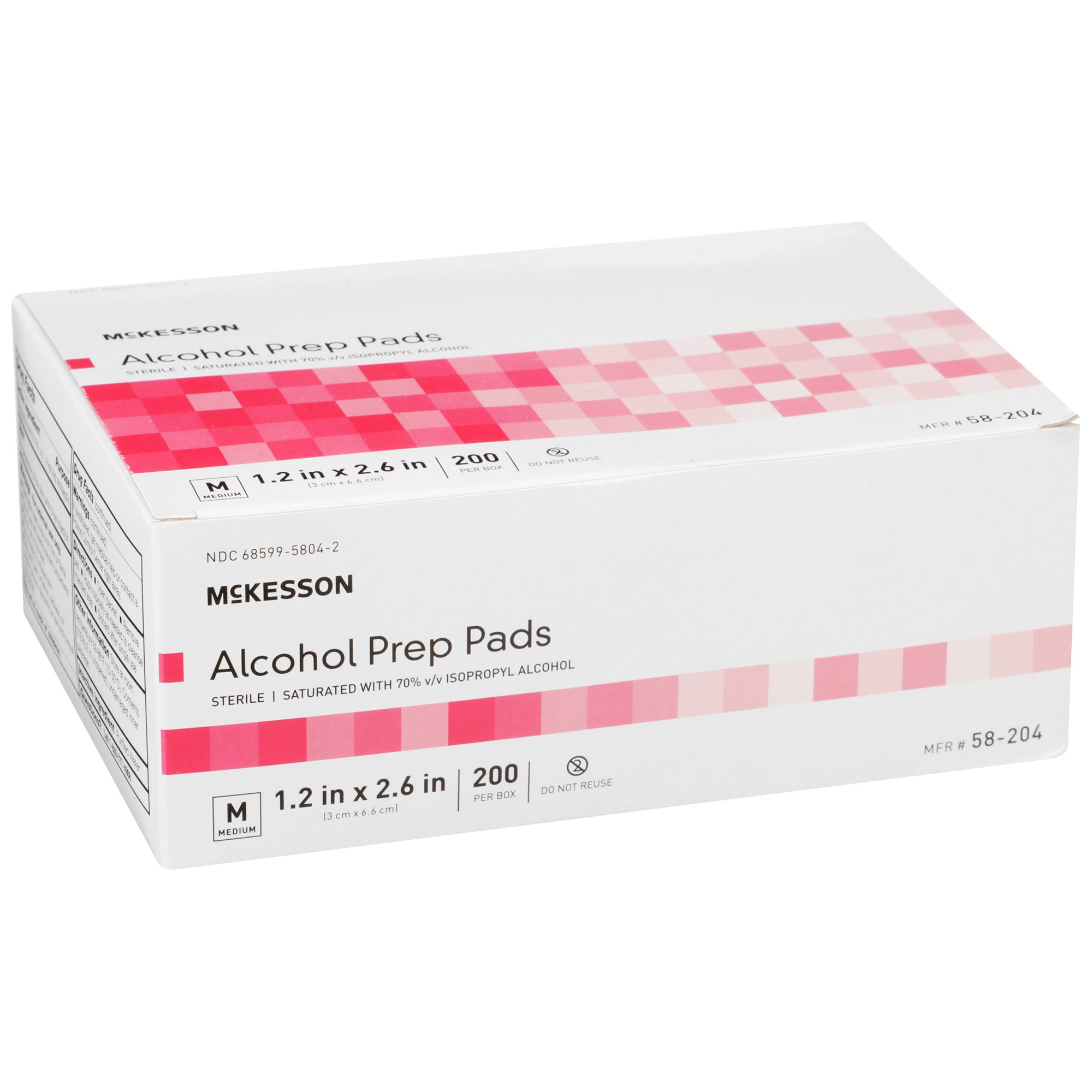 McKesson Brand 58-204 - McKesson 70% Isopropyl Alcohol Prep Pad, Medium - 200/Box, 4000/Case
