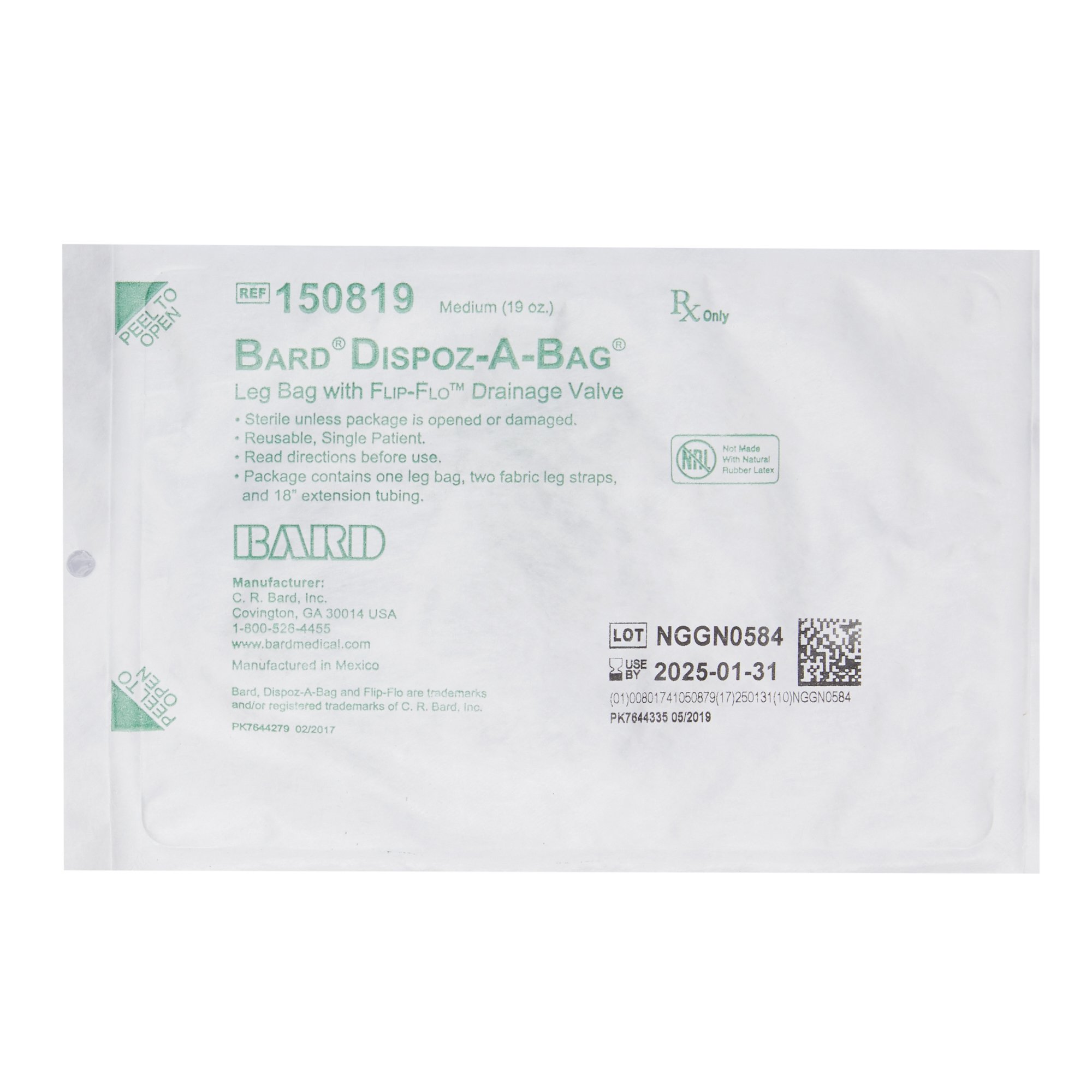 Bard - 150819 Bard® Dispoz-a-Bag® Urinary Leg Bag