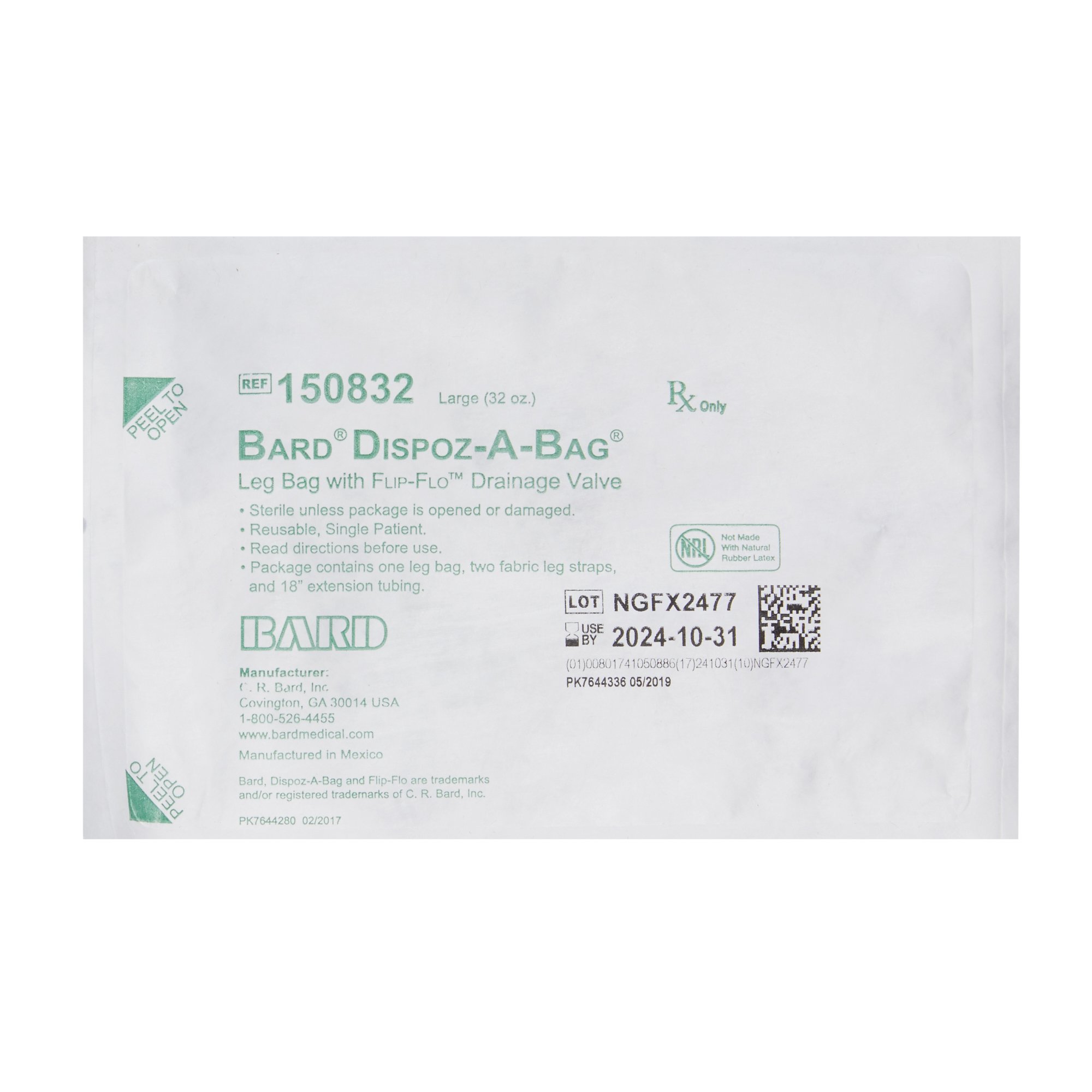Bard - 150832 Bard® Dispoz-a-Bag® Urinary Leg Bag
