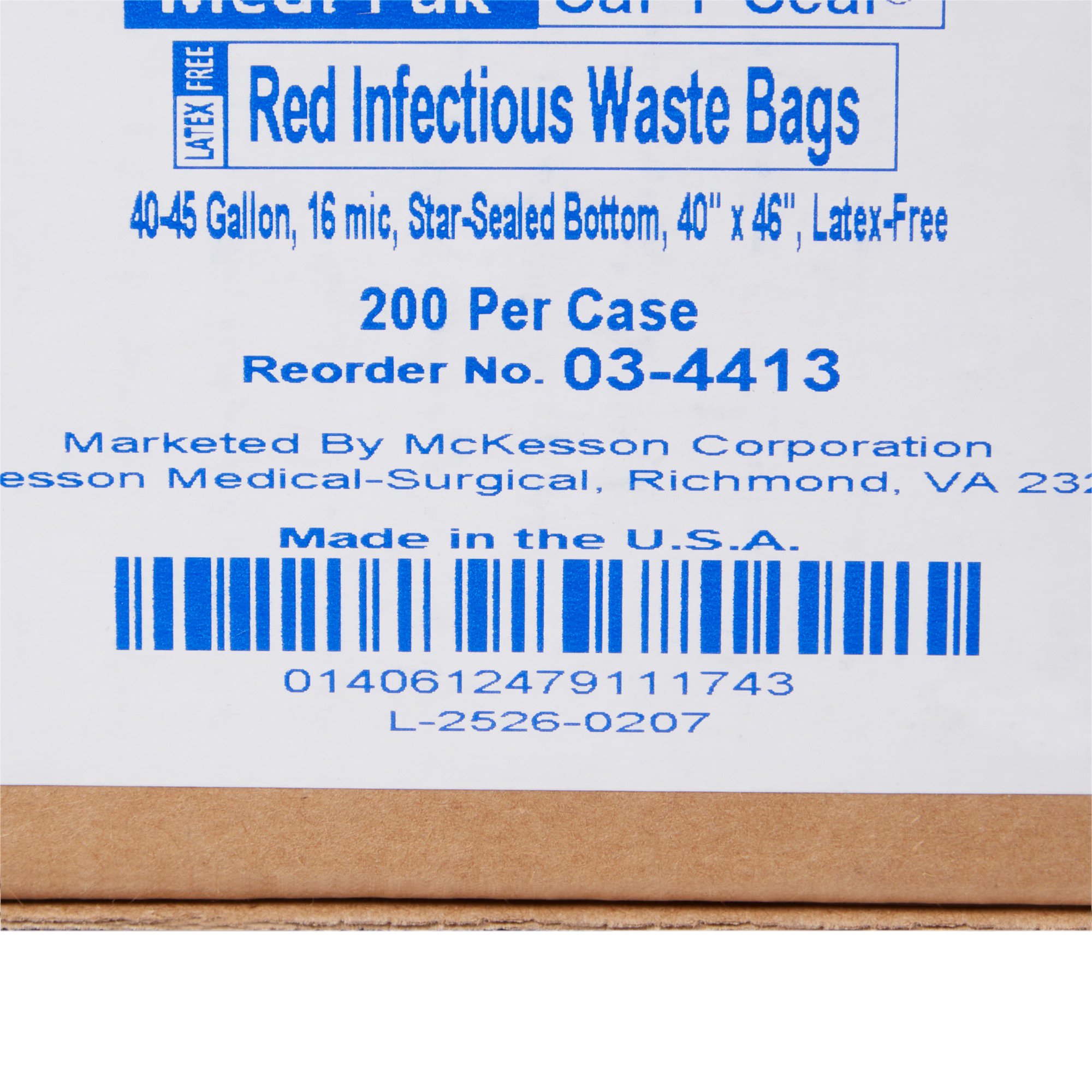 McKesson Brand 03-4413 - McKesson Biohazard Waste Bag, 40 – 45 gallon Capacity, 40 x 46 Inch - 200/Case