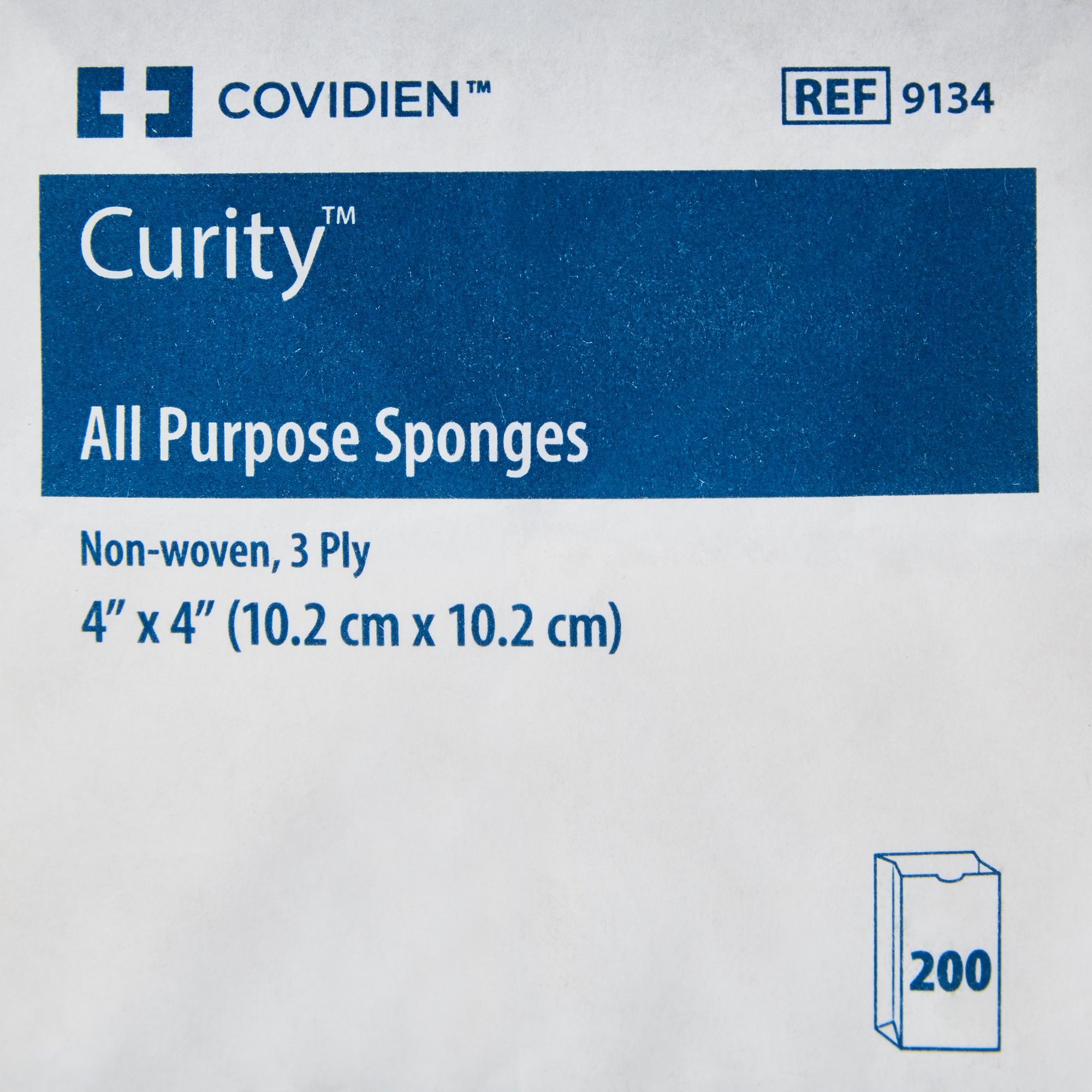 Cardinal 9134 - Curity™ Nonwoven Sponge, 4 x 4 Inch, 3-Ply - 200/Bag, 4000/Case