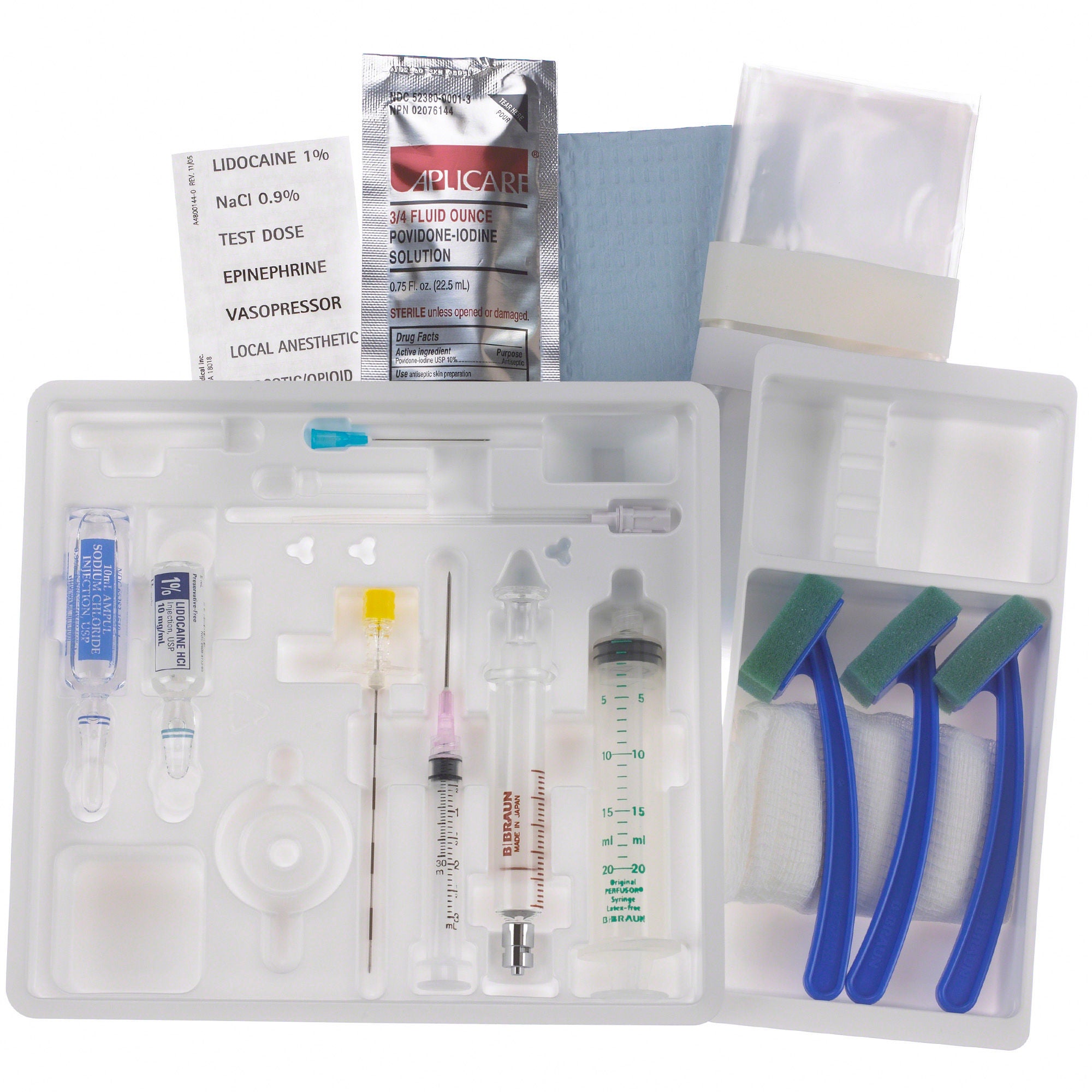 B. Braun - 332254 Epidural Tray Perifix® Single Shot Tuohy / Winged / Metal Stylet 20 Gauge 3-1/2 Inch