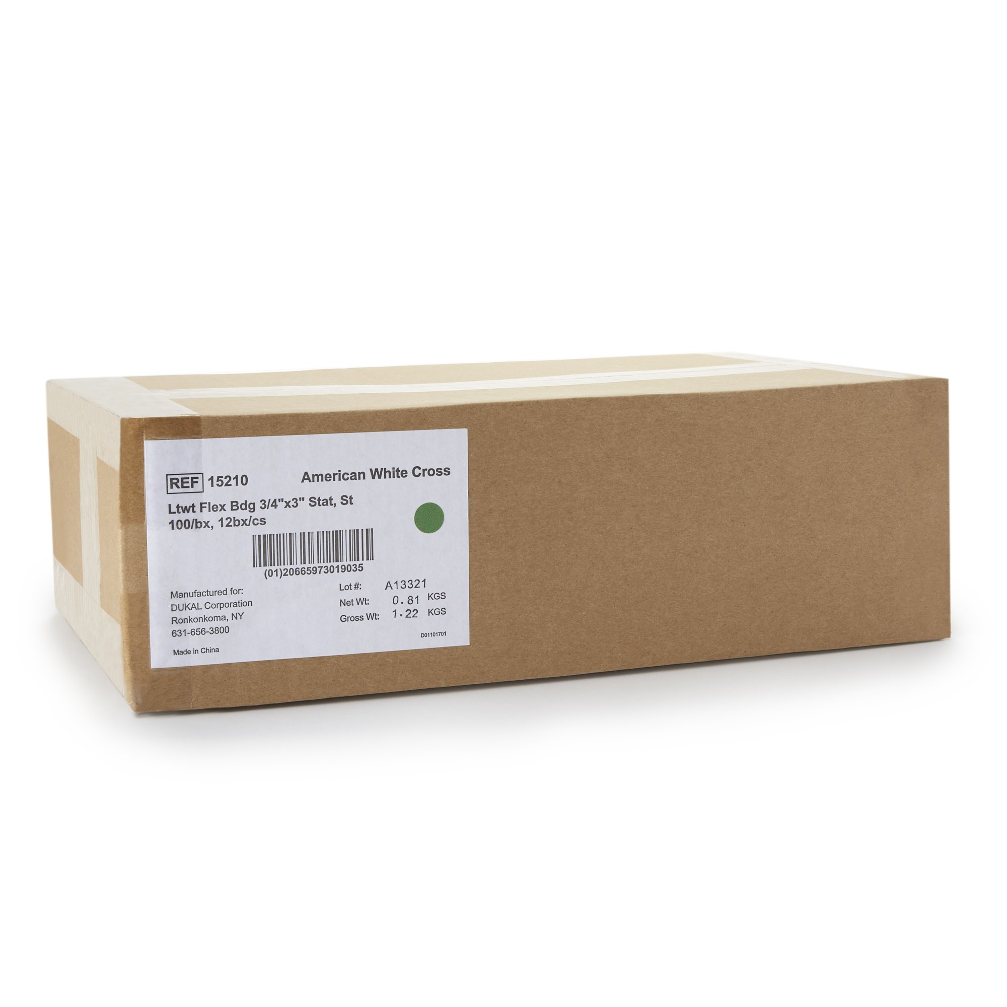 Dukal 15210 - American® White Cross Stat Strip® Adhesive Strip, 3/4 x 3 Inch - 100/Box, 1200/Case