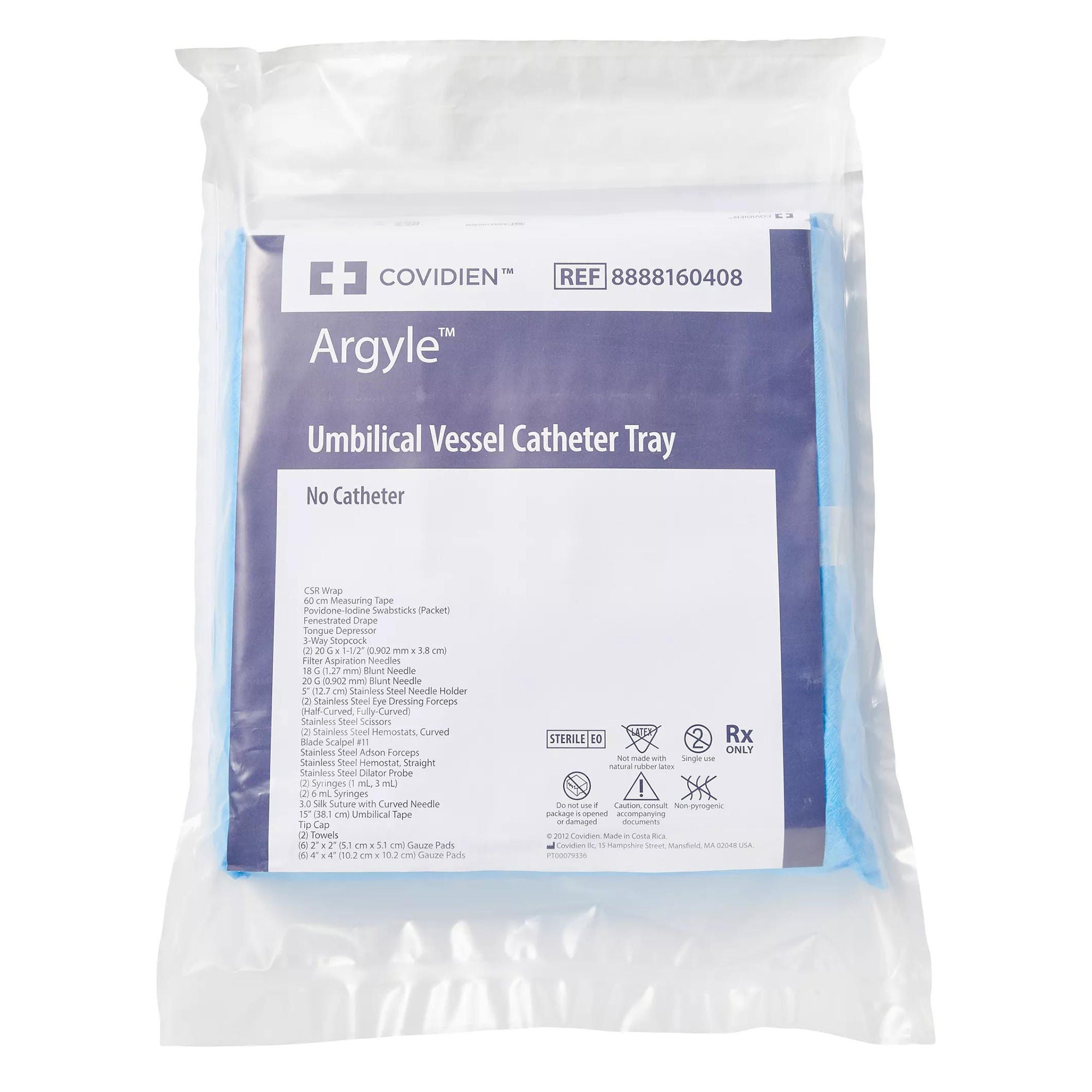 Cardinal - 8888160408 Umbilical Vessel Catheter Insertion Tray Argyle™ Umbilical Without Catheter Not Made with Natural Rubber Latex