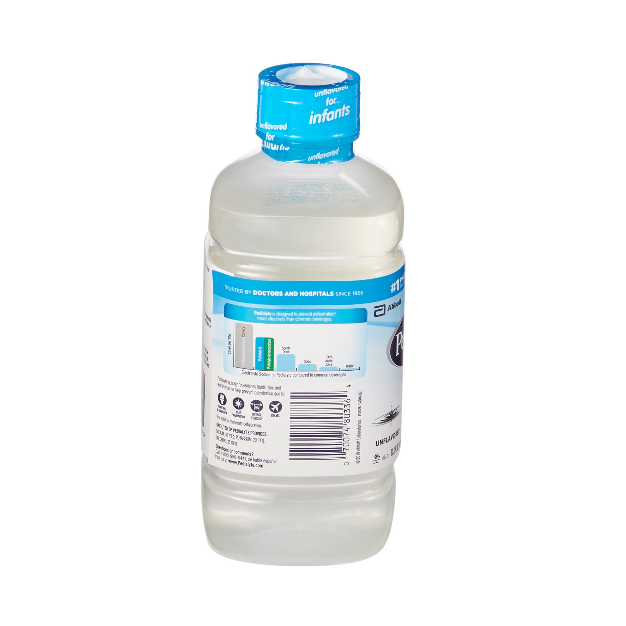 Abbott Nutrition 00336 - Pedialyte® Electrolyte Solution Unflavored, 1 Liter Bottle - 1/Each, 8/Case
