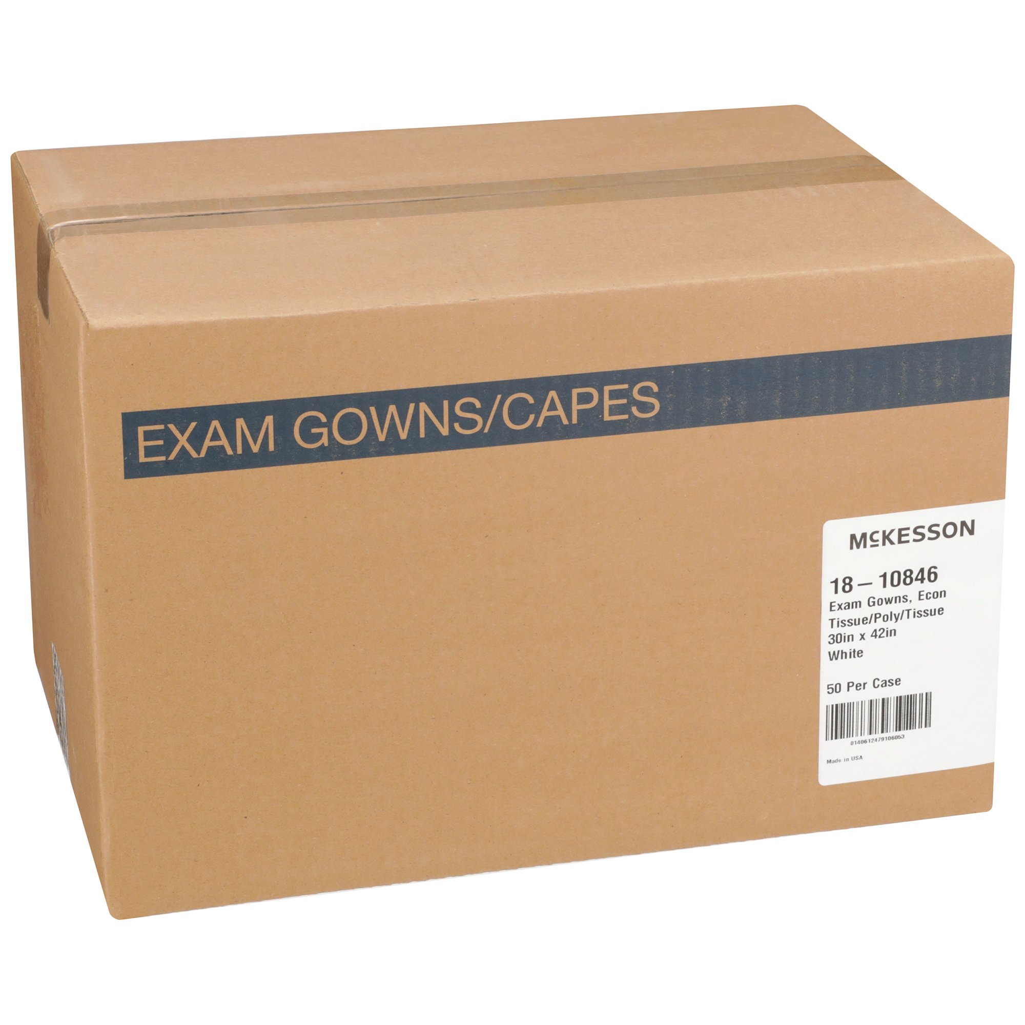 McKesson Brand 18-10846 - McKesson Patient Exam Gown, One Size Fits Most, White - 1/Each, 50/Case