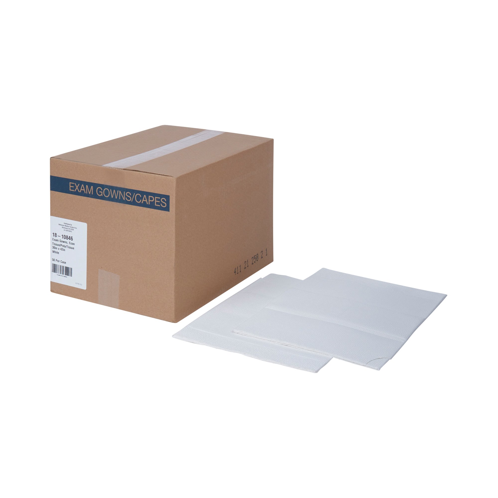 McKesson Brand 18-10846 - McKesson Patient Exam Gown, One Size Fits Most, White - 1/Each, 50/Case