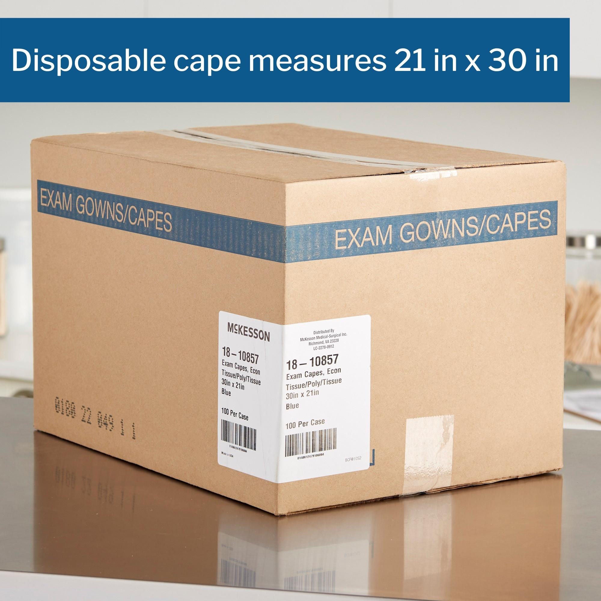 McKesson Brand 18-10857 - McKesson Exam Cape, Blue, One Size Fits Most - 100/Case