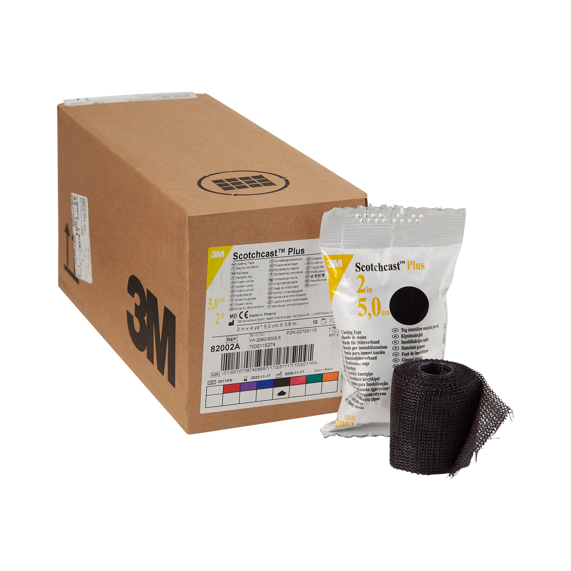 Solventum Corporation 82002A - 3M™ Scotchcast™ Plus Black Cast Tape, 2 Inch x 4 Yard - 1/Each, 10/Box, 10/Case