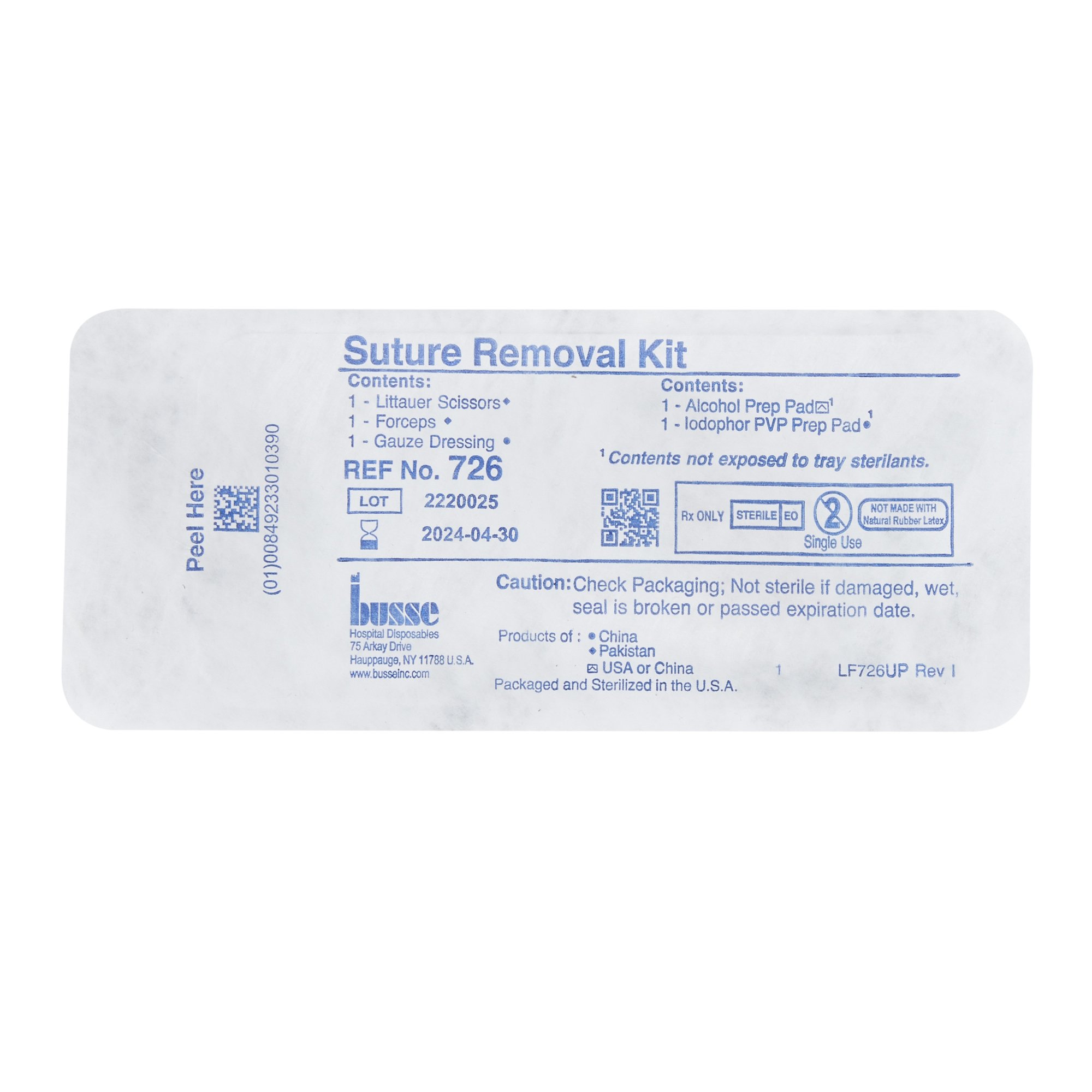 Busse Hospital Disposables 726 - Busse Hospital Disposables Suture Removal Kit - 1/Each, 50/Case