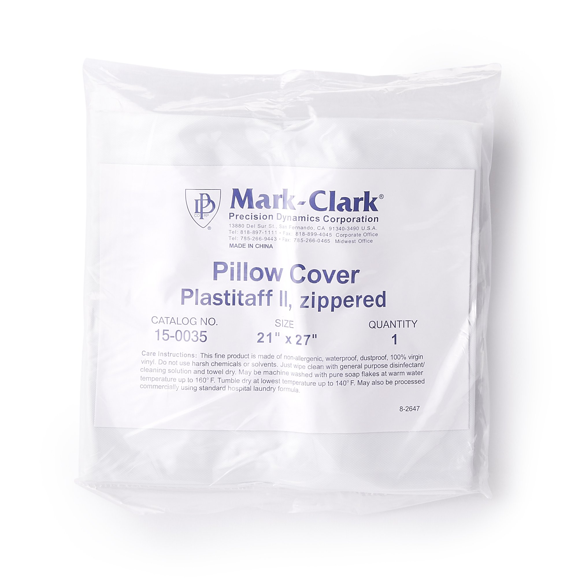 PDC Healthcare 15035-11-MGD - Mark-Clark® White 4 mil Plastistaff Pillow Cover With Zip, 21 x 27 Inch - 1/Each, 12/Case