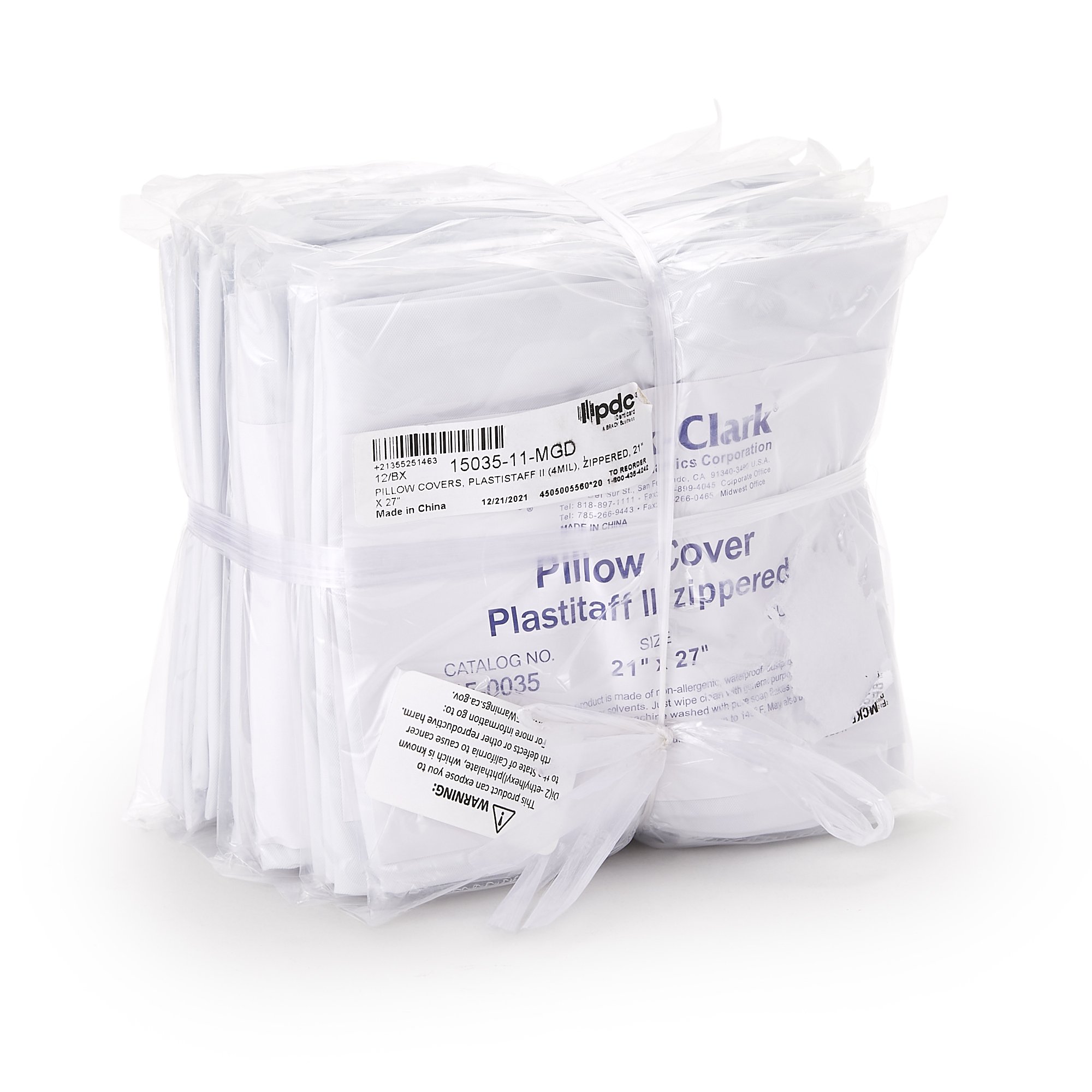 PDC Healthcare 15035-11-MGD - Mark-Clark® White 4 mil Plastistaff Pillow Cover With Zip, 21 x 27 Inch - 1/Each, 12/Case