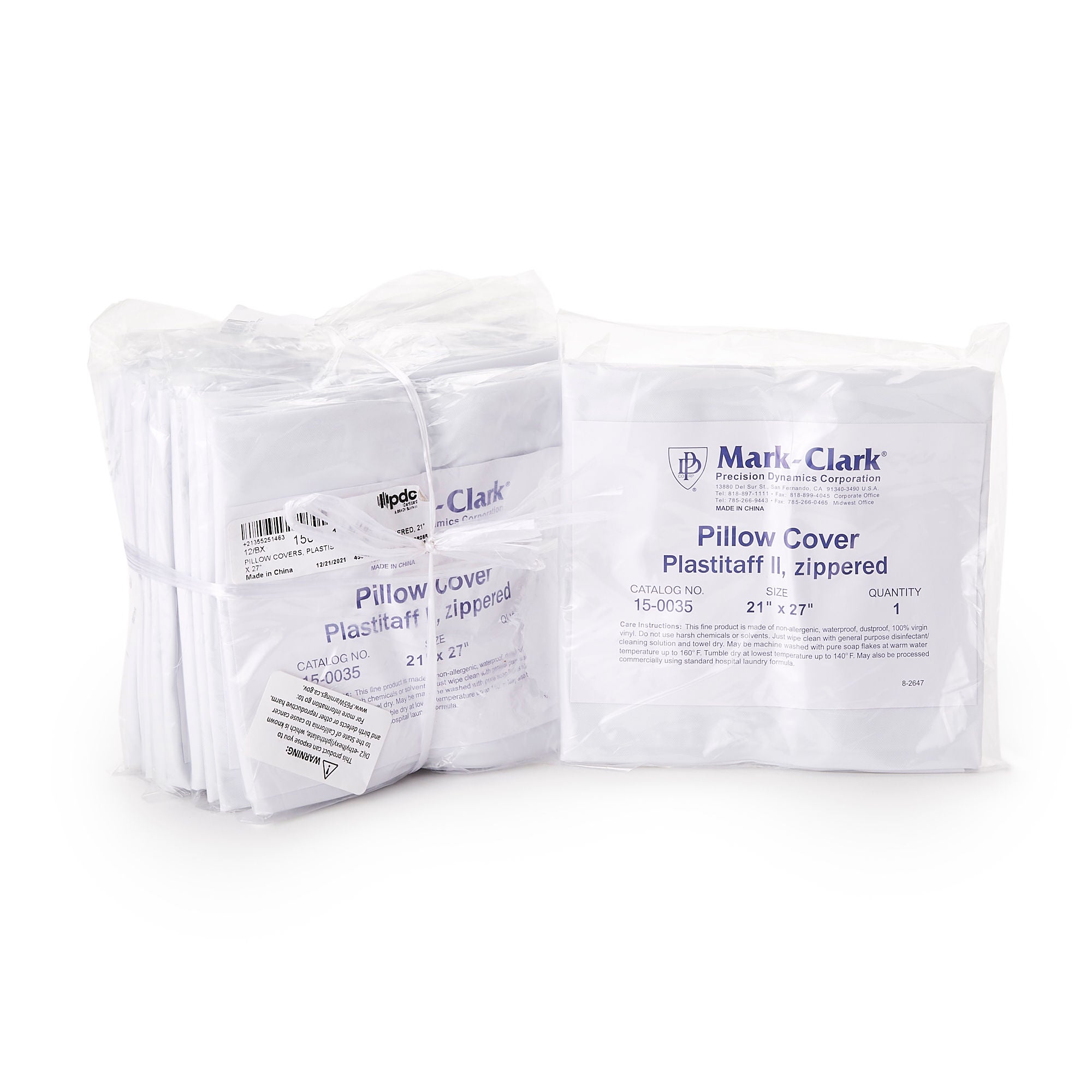 PDC Healthcare - 15035-11-MGD Mark-Clark® White 4 mil Plastistaff Pillow Cover With Zip