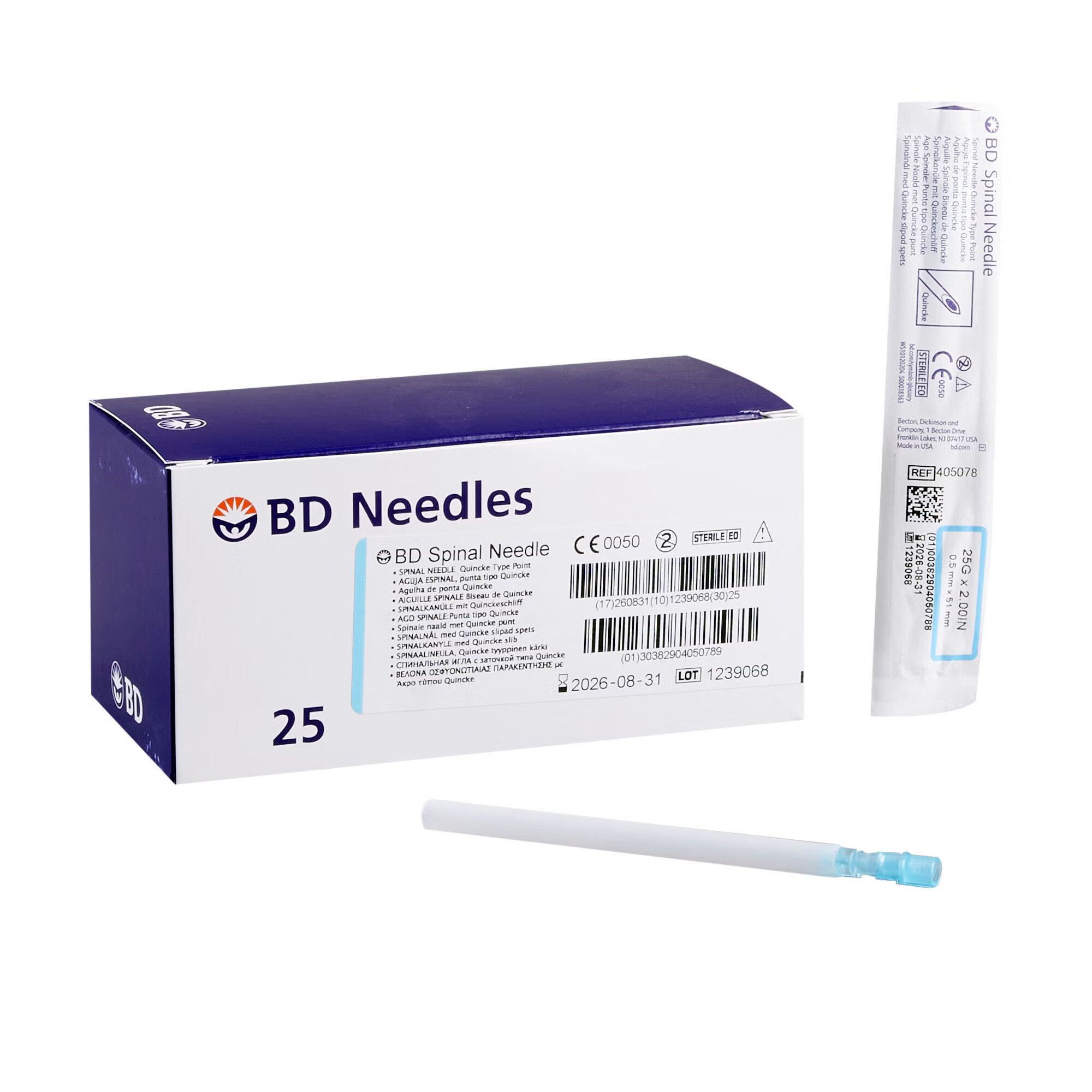 BD - 405078 Spinal Needle BD™ Quincke Style 25 Gauge 2 Inch Length Sterile