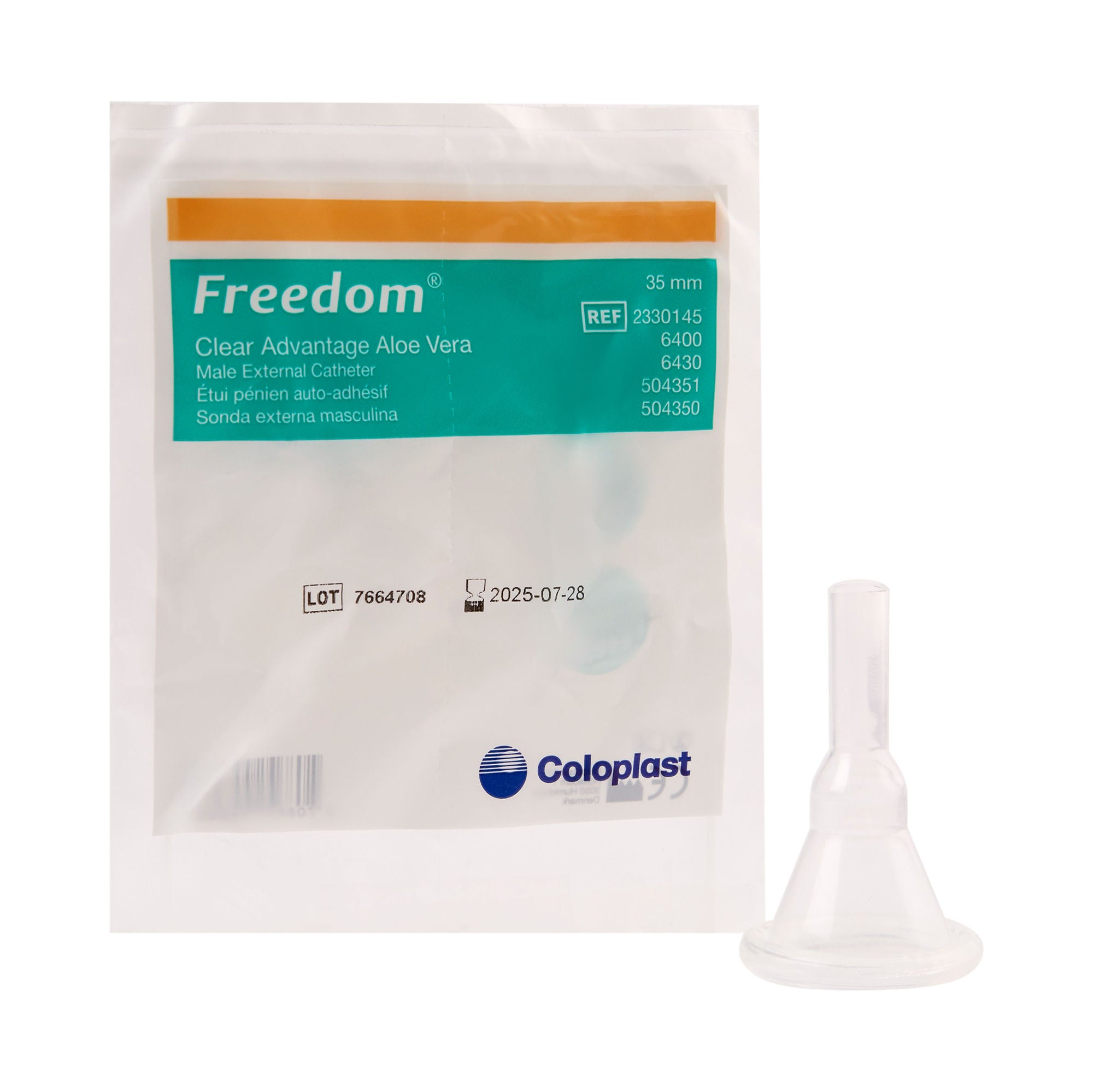 Coloplast - 6400 Male External Catheter Clear Advantage® Self-Adhesive Strip Silicone Large