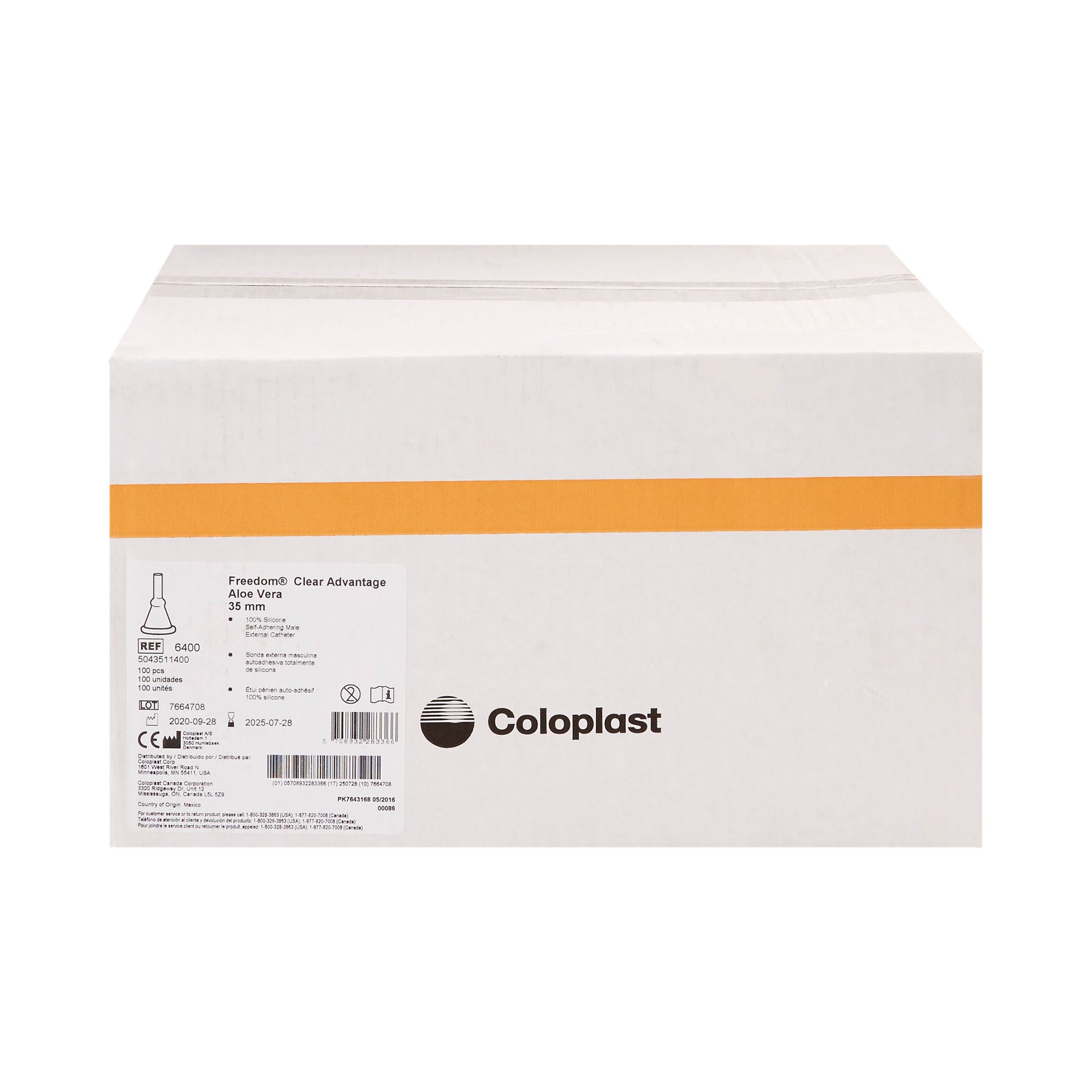 Coloplast - 6400 Male External Catheter Clear Advantage® Self-Adhesive Strip Silicone Large