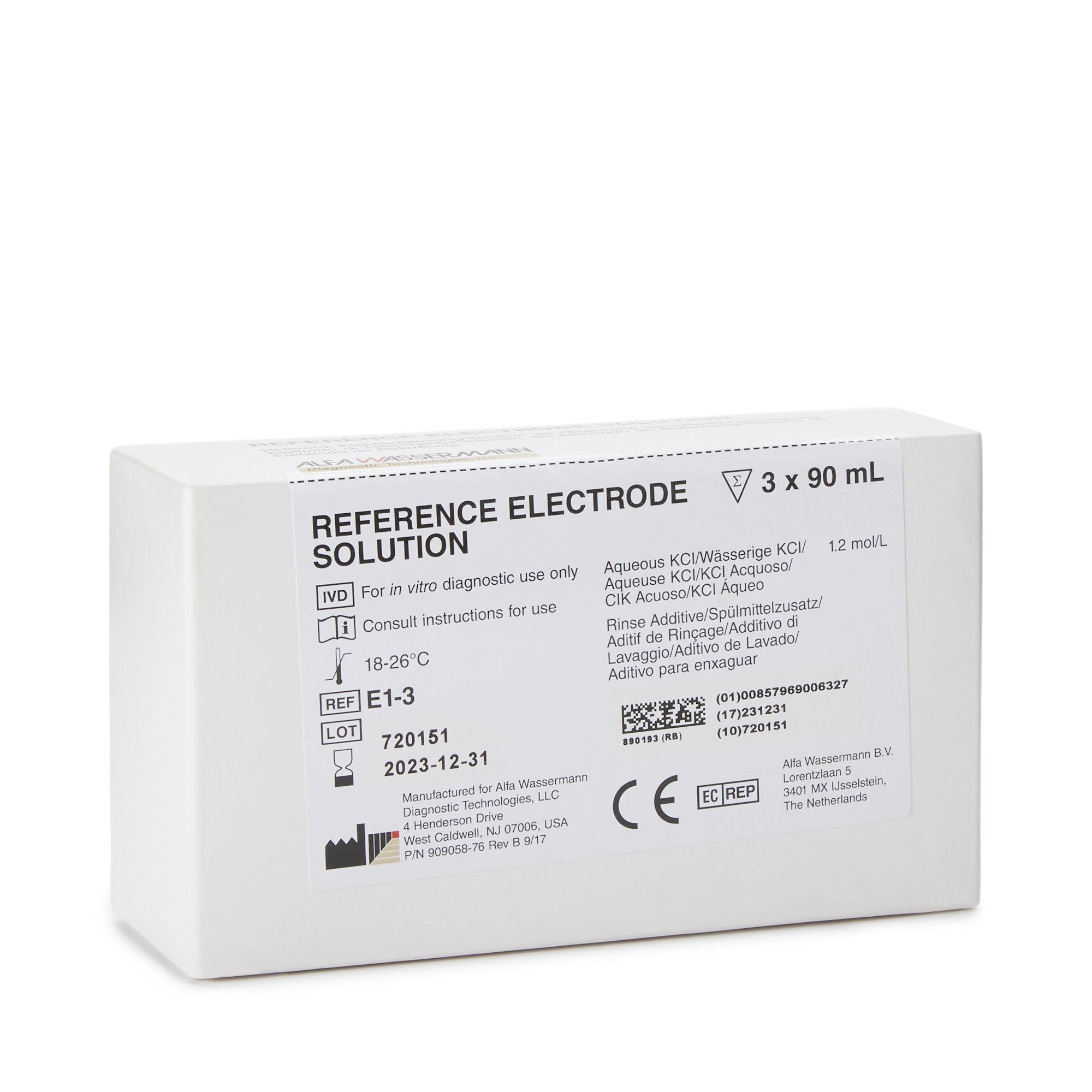 Alfa Wassermann E1-3 - Starlyte™ II Reference Electrode Solution for use with the Starlyte™ Analyzer - 1/Kit