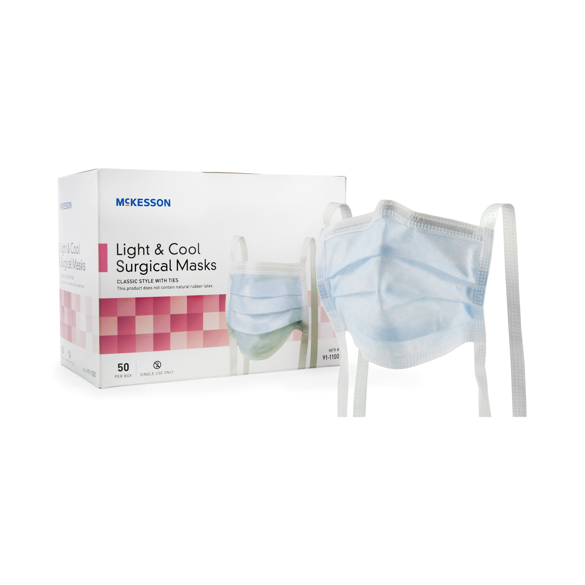 McKesson Brand 91-1100 - McKesson Classic Style Light & Cool Surgical Mask, Blue - 1/Each, 50/Box, 300/Case