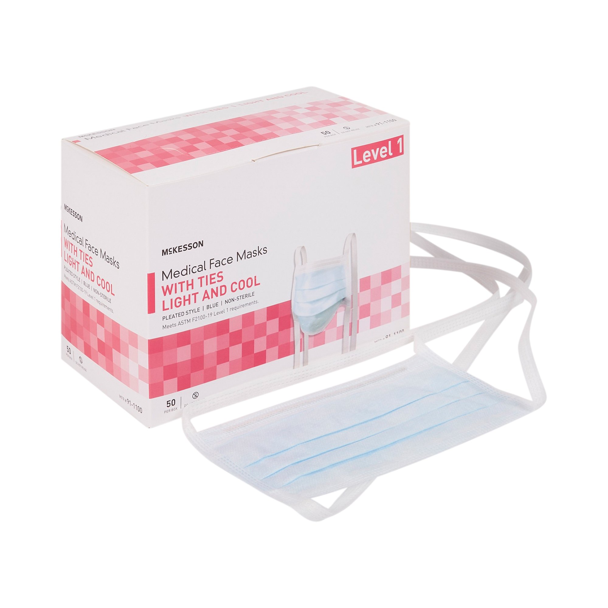 McKesson Brand 91-1100 - McKesson Classic Style Light & Cool Surgical Mask, Blue - 1/Each, 50/Box, 300/Case