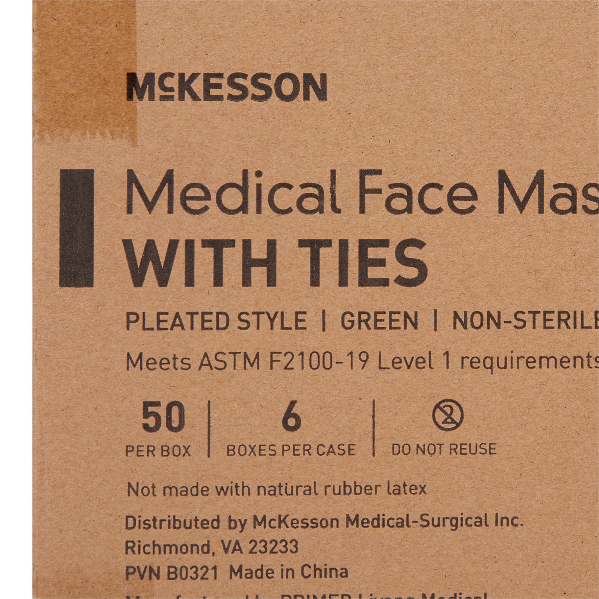 McKesson Brand 91-1400 - McKesson Classic Style Anti-Fog Surgical Mask, Green - 50/Box, 300/Case