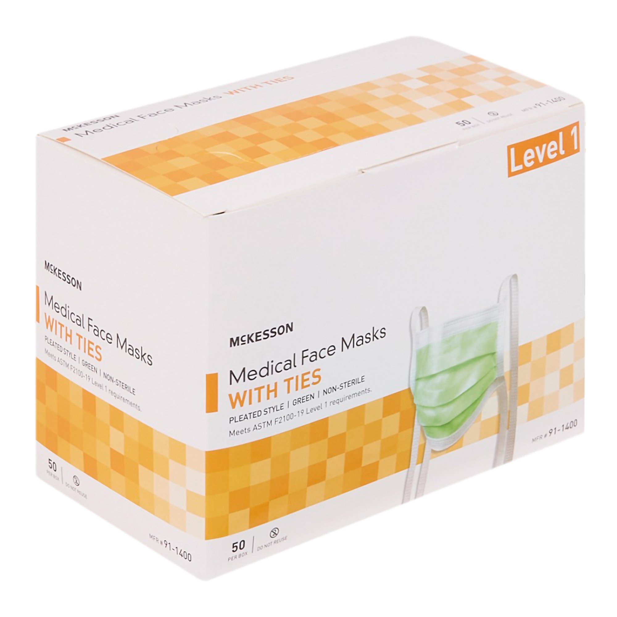 McKesson Brand 91-1400 - McKesson Classic Style Anti-Fog Surgical Mask, Green - 50/Box, 300/Case