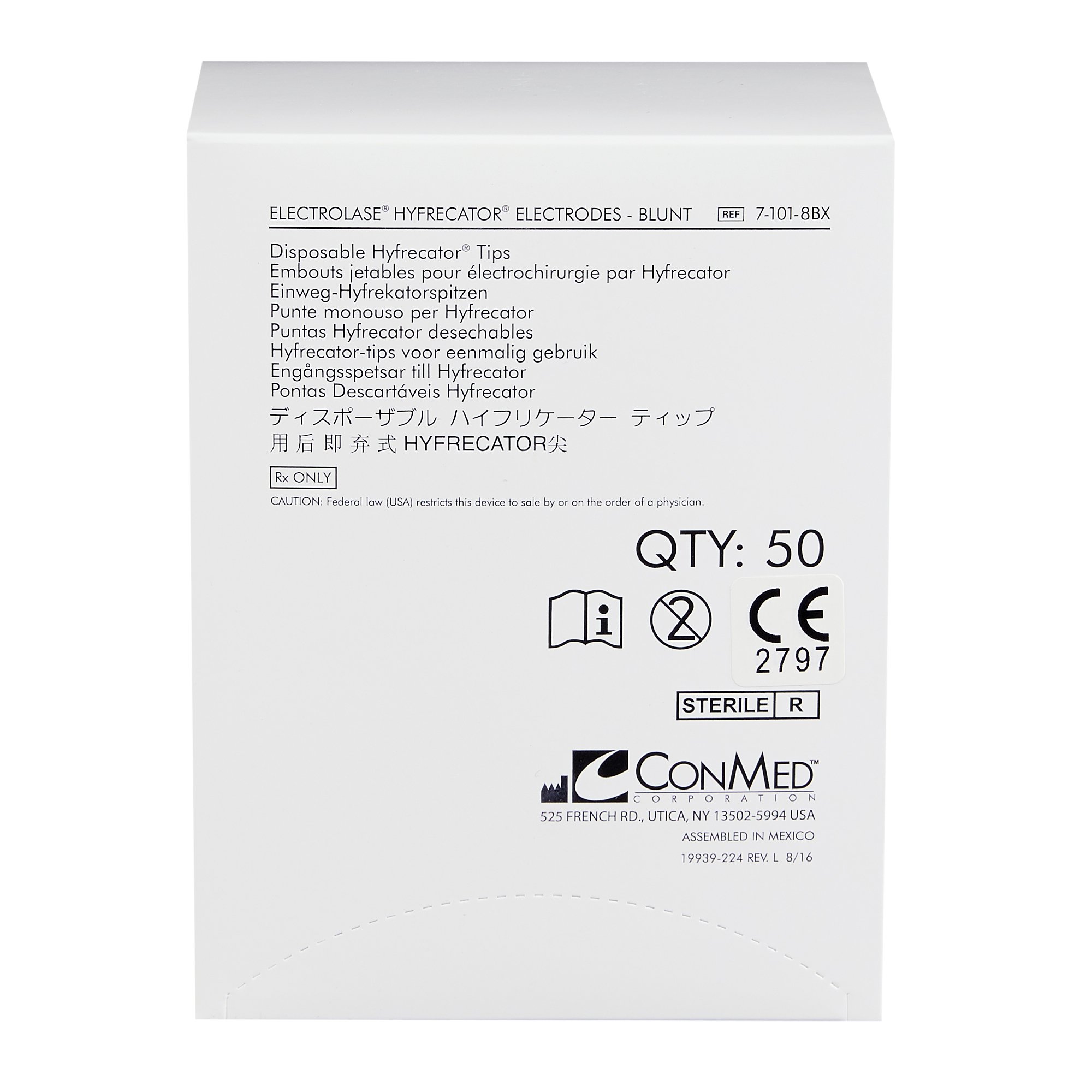 Conmed 7-101-8CS - Electrolase® Electrode - 1/Each, 50/Box, 600/Case