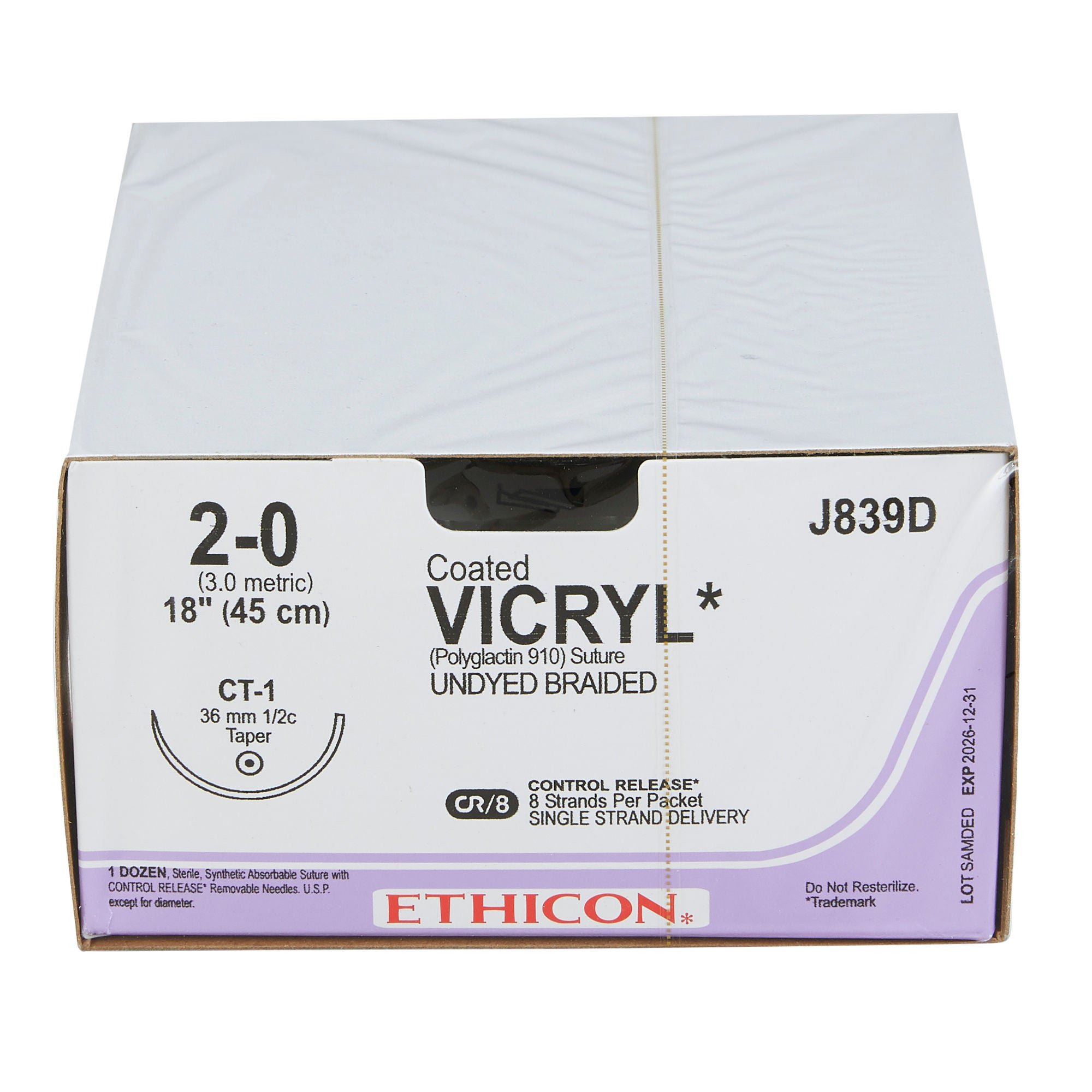 J & J Healthcare Systems - J839D Coated Vicryl™ Suture with Needle