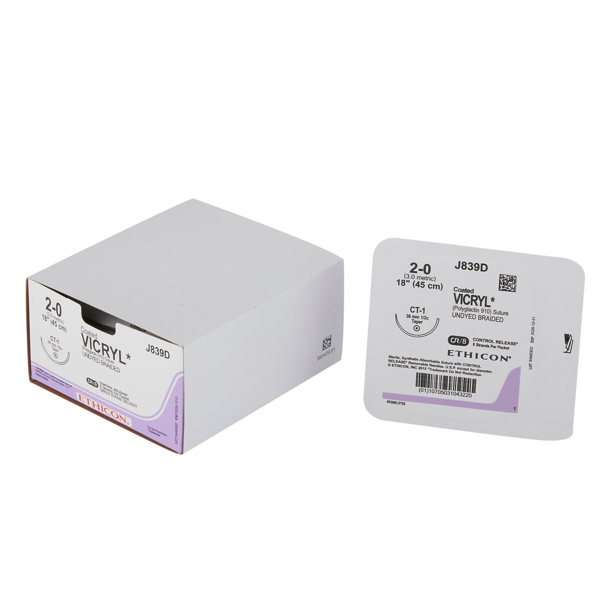 J & J Healthcare Systems - J839D Coated Vicryl™ Suture with Needle