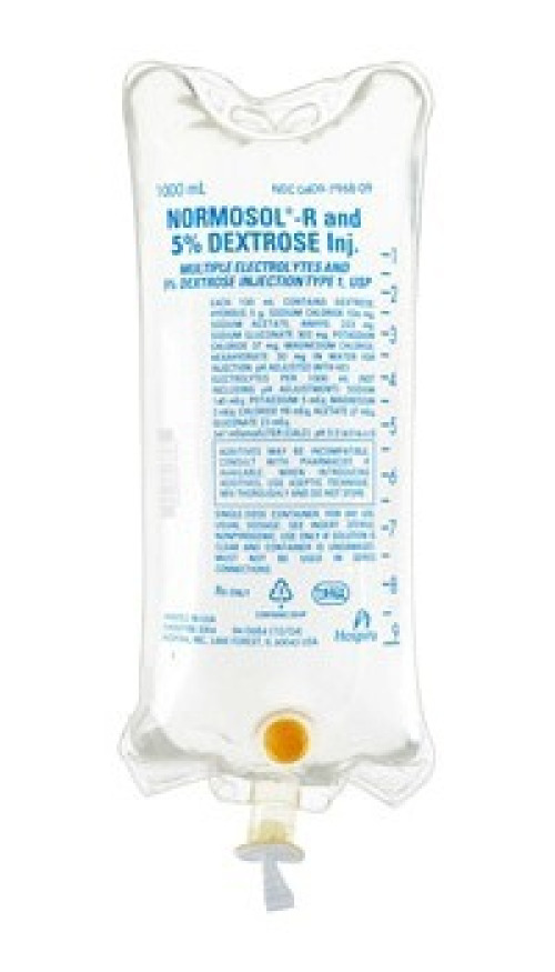 ICU Medical 796809 - Normosol™-R with 5% Dextrose Sodium Chloride / Sodium Acetate / Sodium Gluconate / Potassium Chloride / Magnesium Chloride / Dextrose 526 mg - 5% IV Solution 1,000 mL - 12/Case